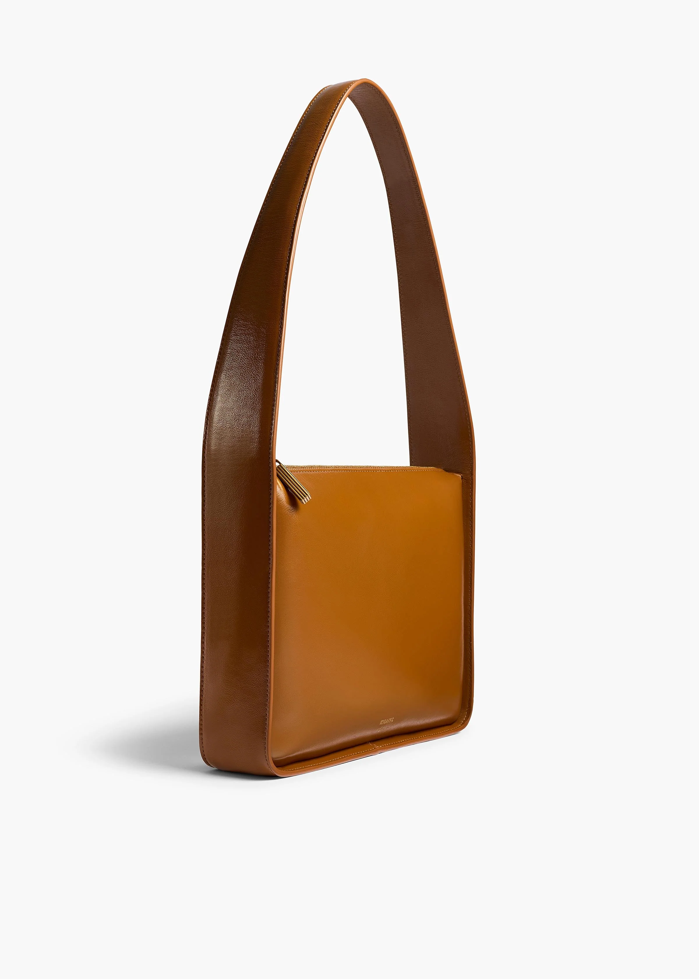 Khaite - Lori Squared Bag in Dark Honey Crackle Patent Leather - Image 2