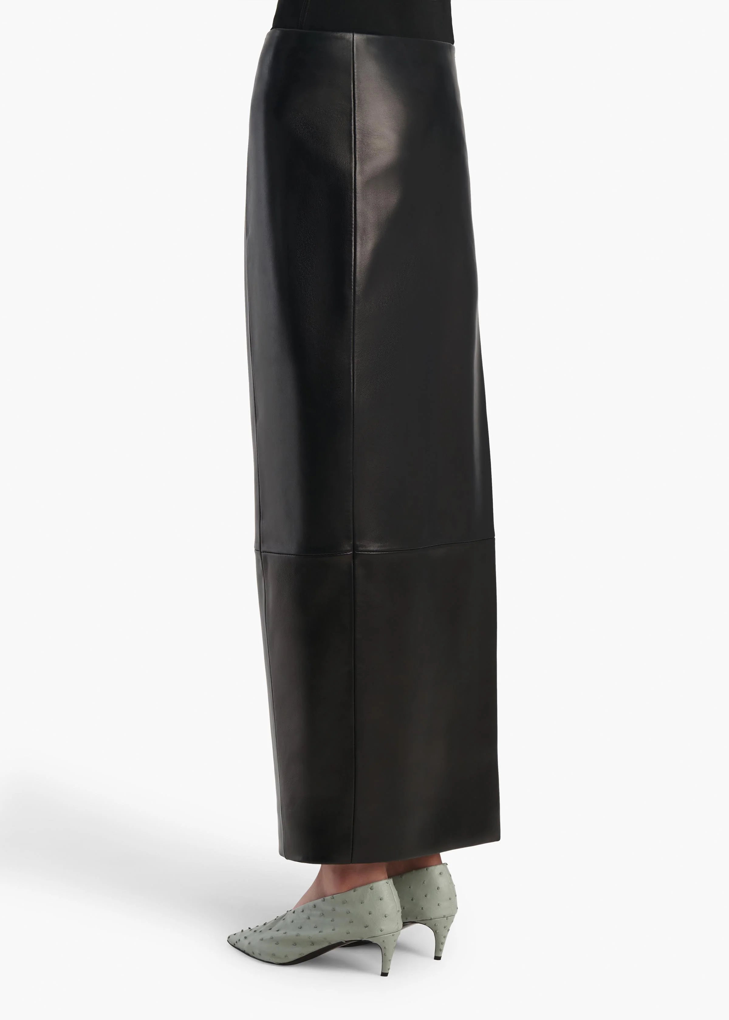 Khaite - Lyle Skirt in Black Leather - Image 4