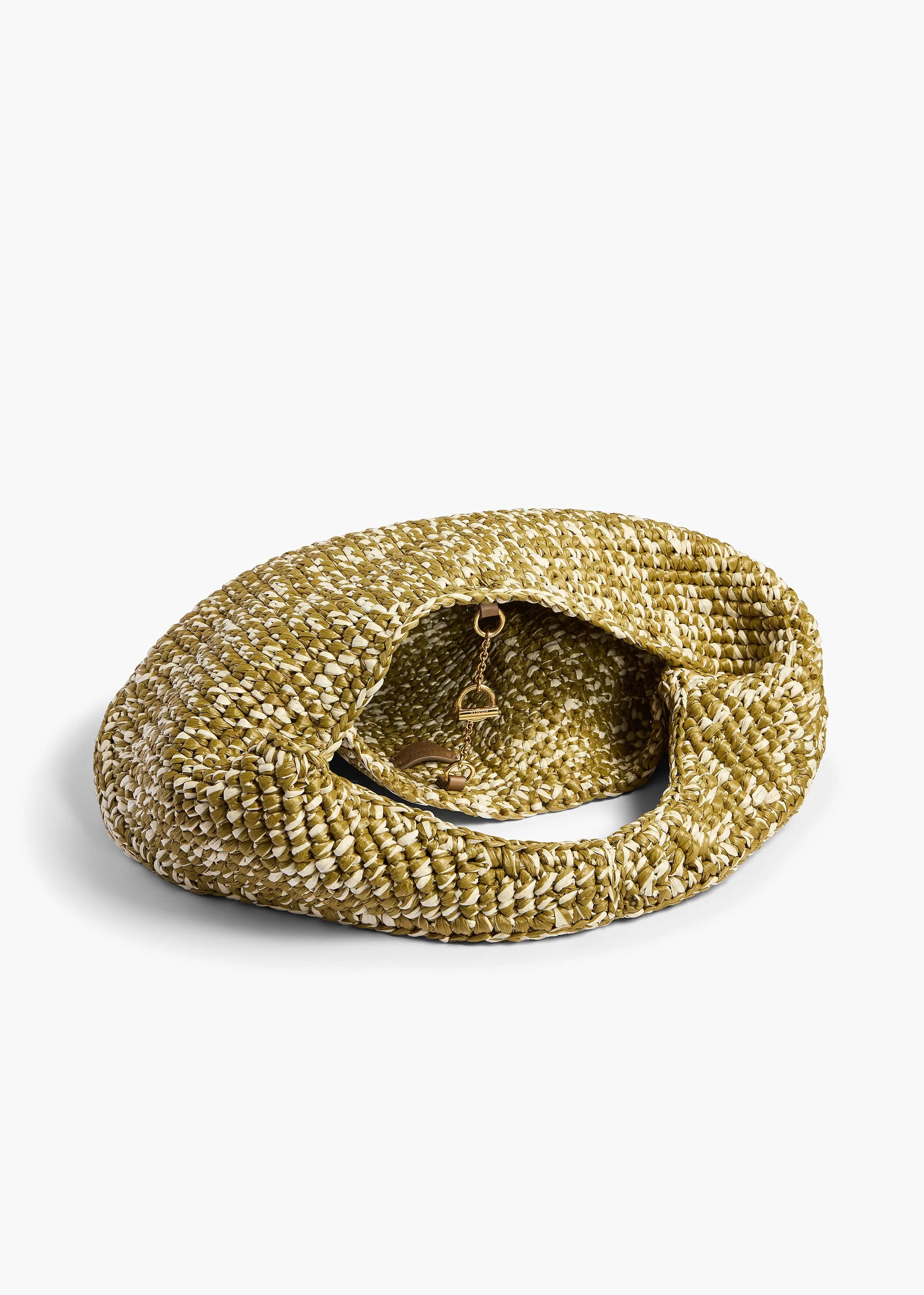 Khaite - Medium Olivia Hobo in Olive and White Raffia - Image 3
