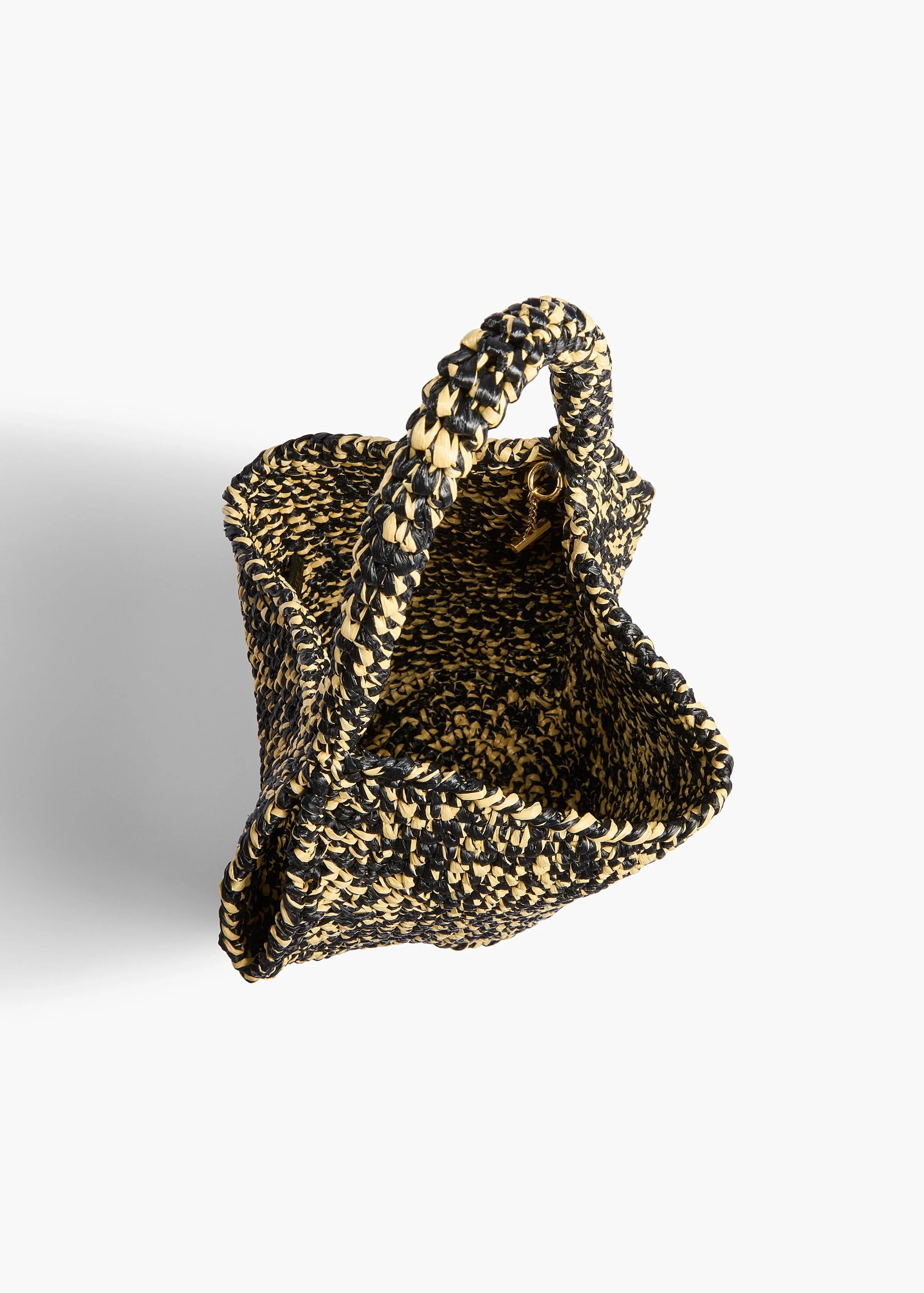 Khaite - Mini Lotus Tote in Black and White Raffia - Image 3