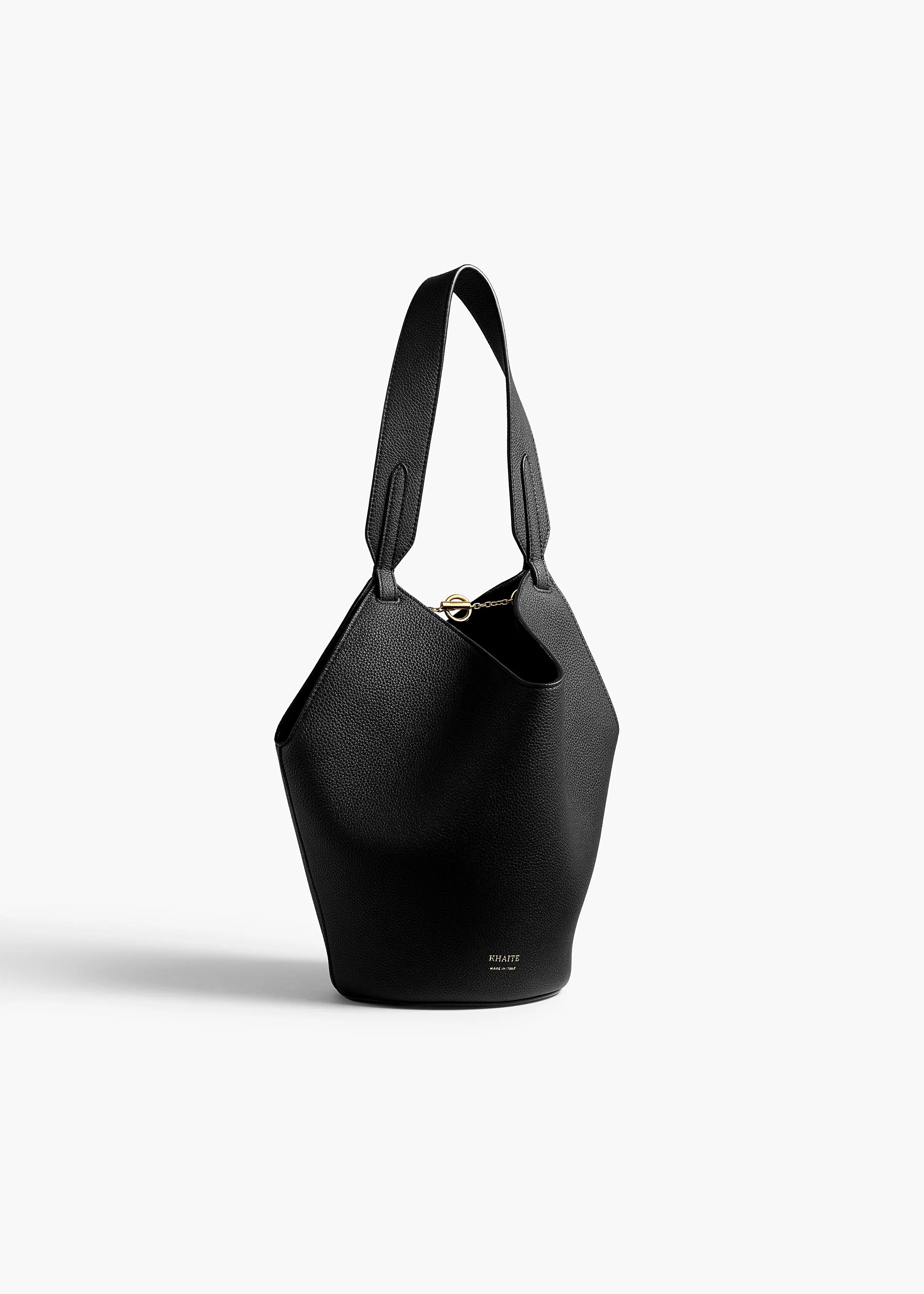 Khaite - Mini Lotus Tote in Black Pebbled Leather