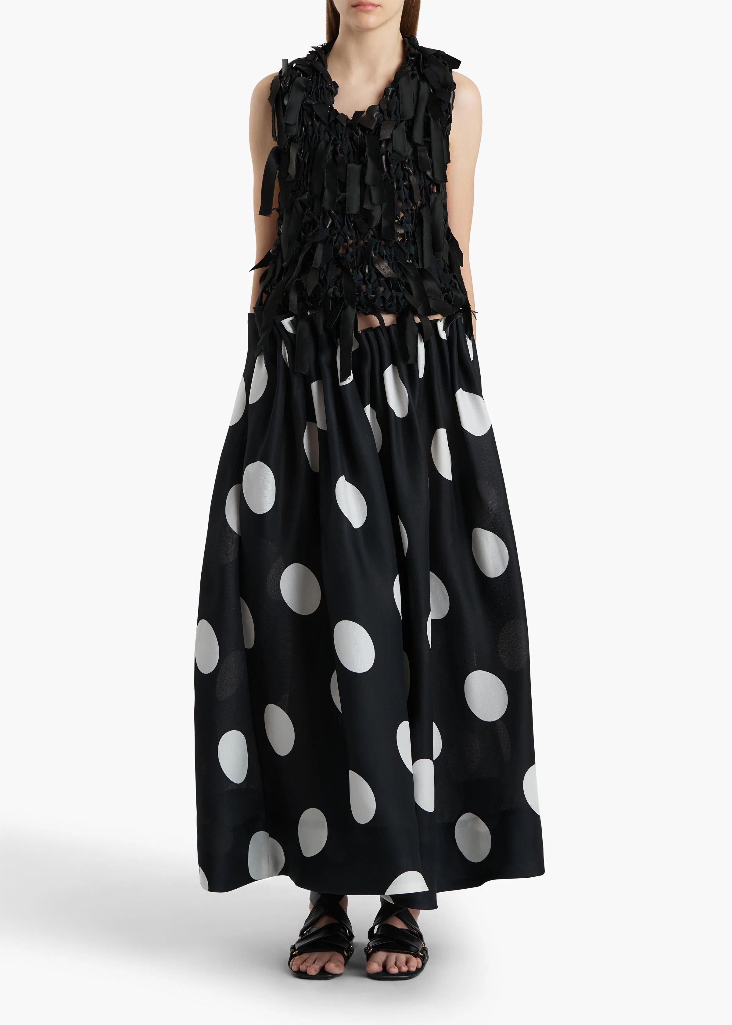 Khaite - Riley Skirt in Black with White Dots - Image 2