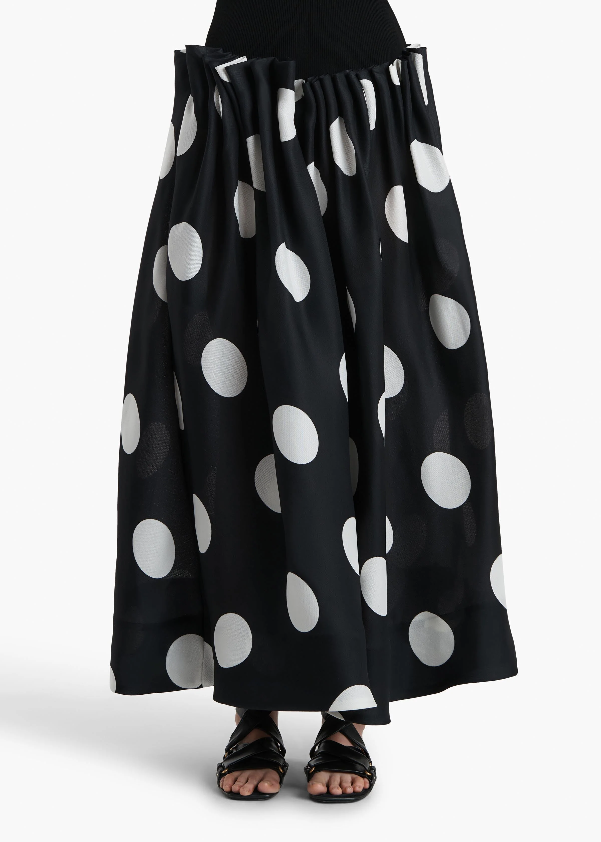 Khaite - Riley Skirt in Black with White Dots - Image 3