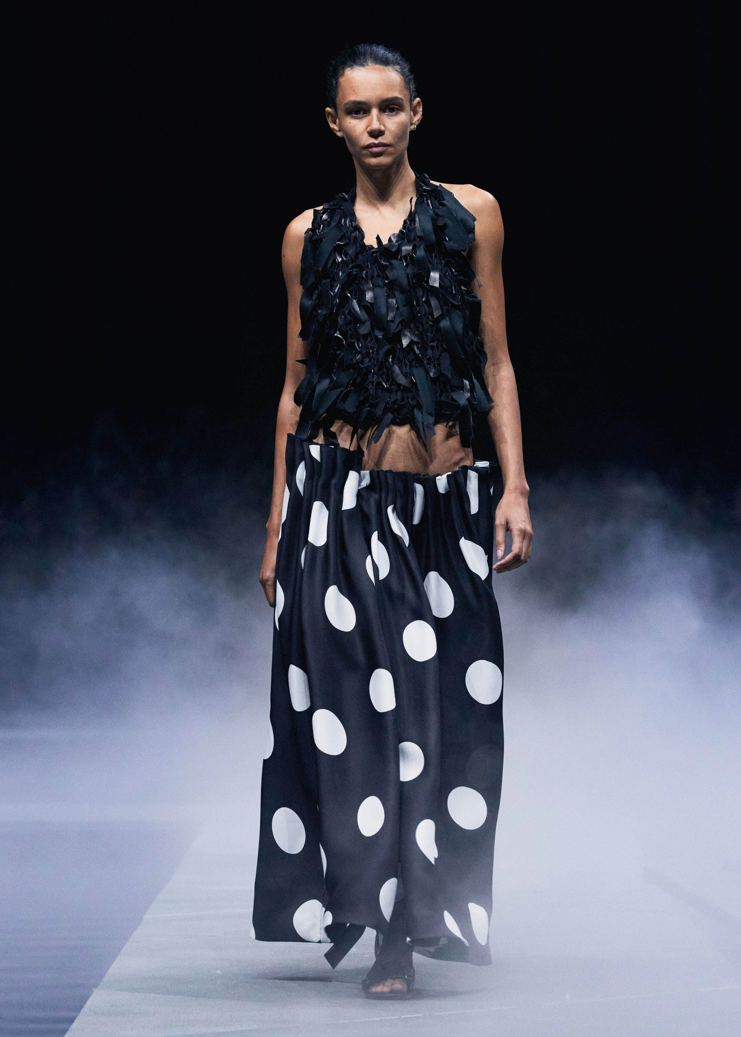 Khaite - Riley Skirt in Black with White Dots - Image 7