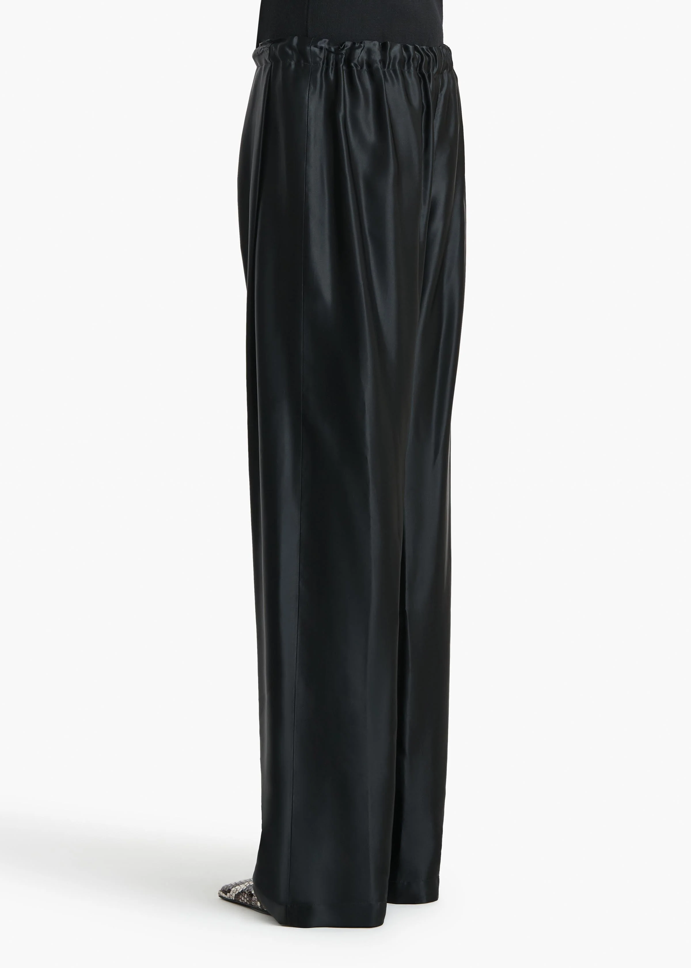 Khaite - Rohen Pant in Black Satin - Image 4