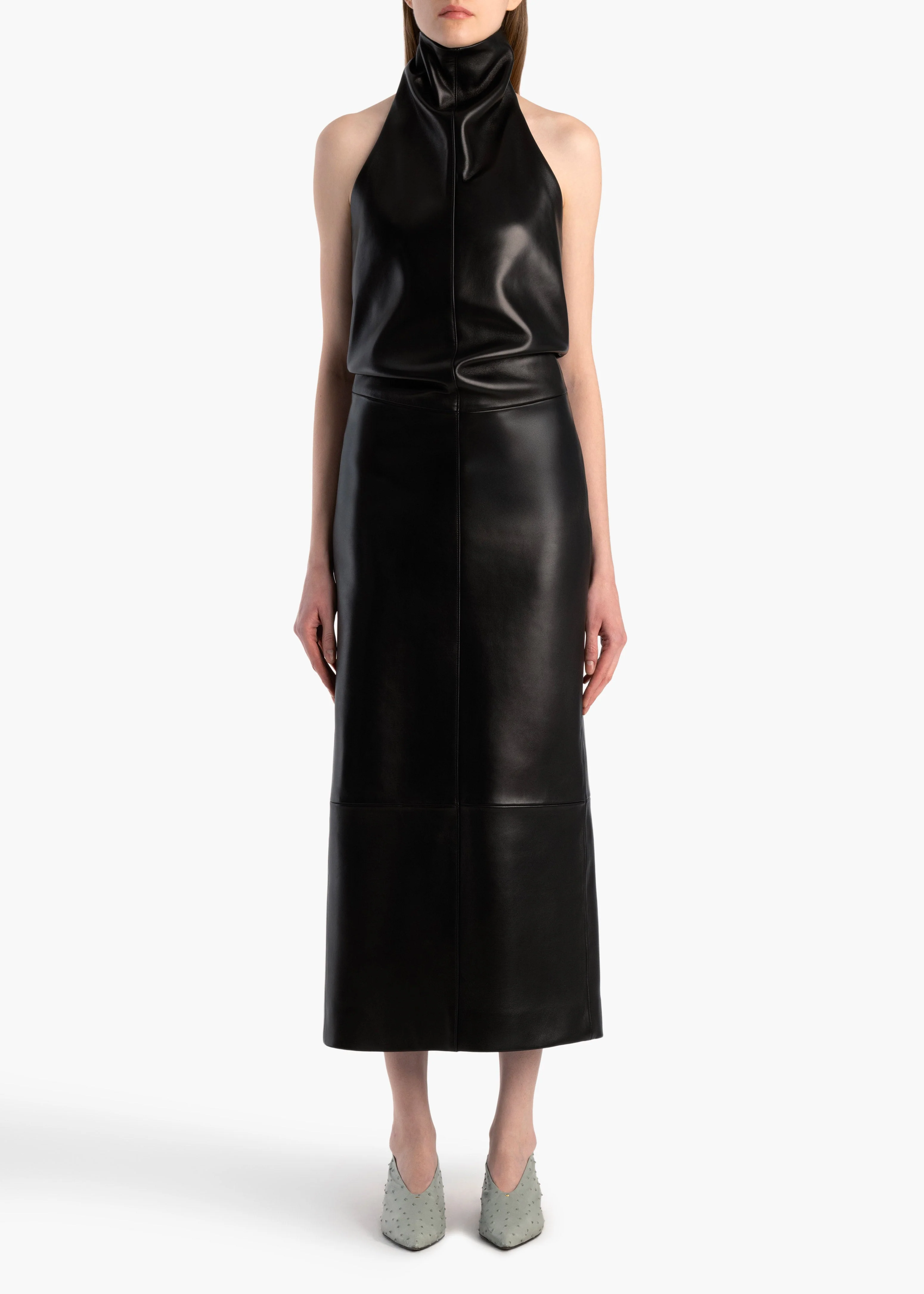Khaite - Roxanne Dress in Black Leather - Image 2