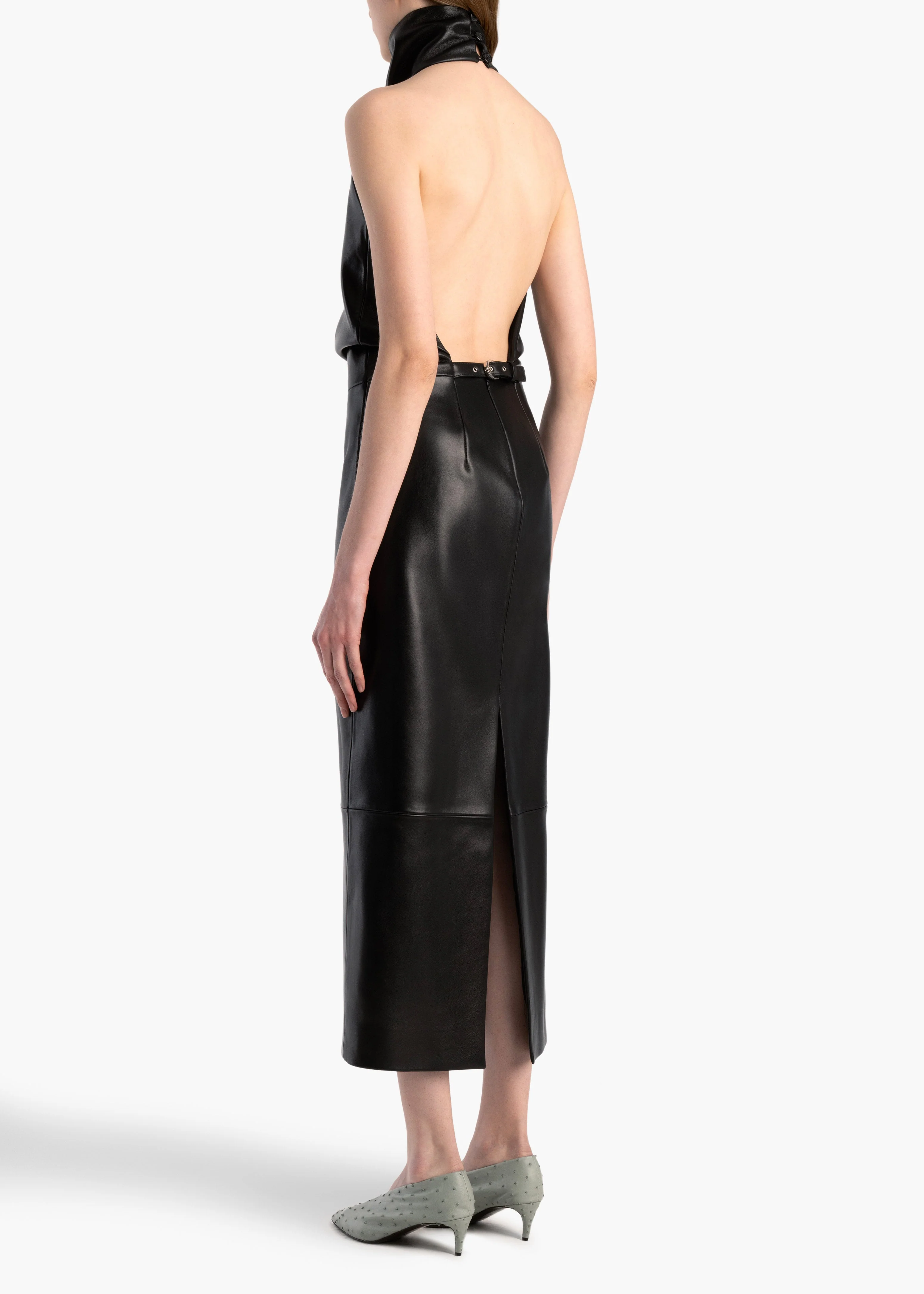 Khaite - Roxanne Dress in Black Leather - Image 3
