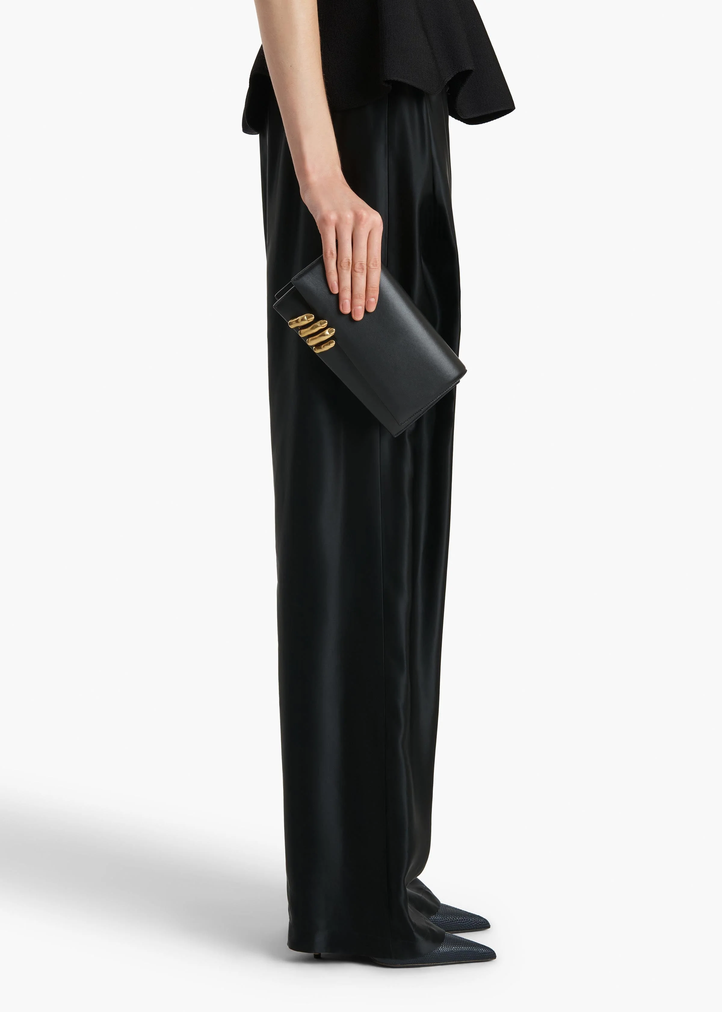 Khaite - Sculpted Hand Clutch in Black Leather - Image 5
