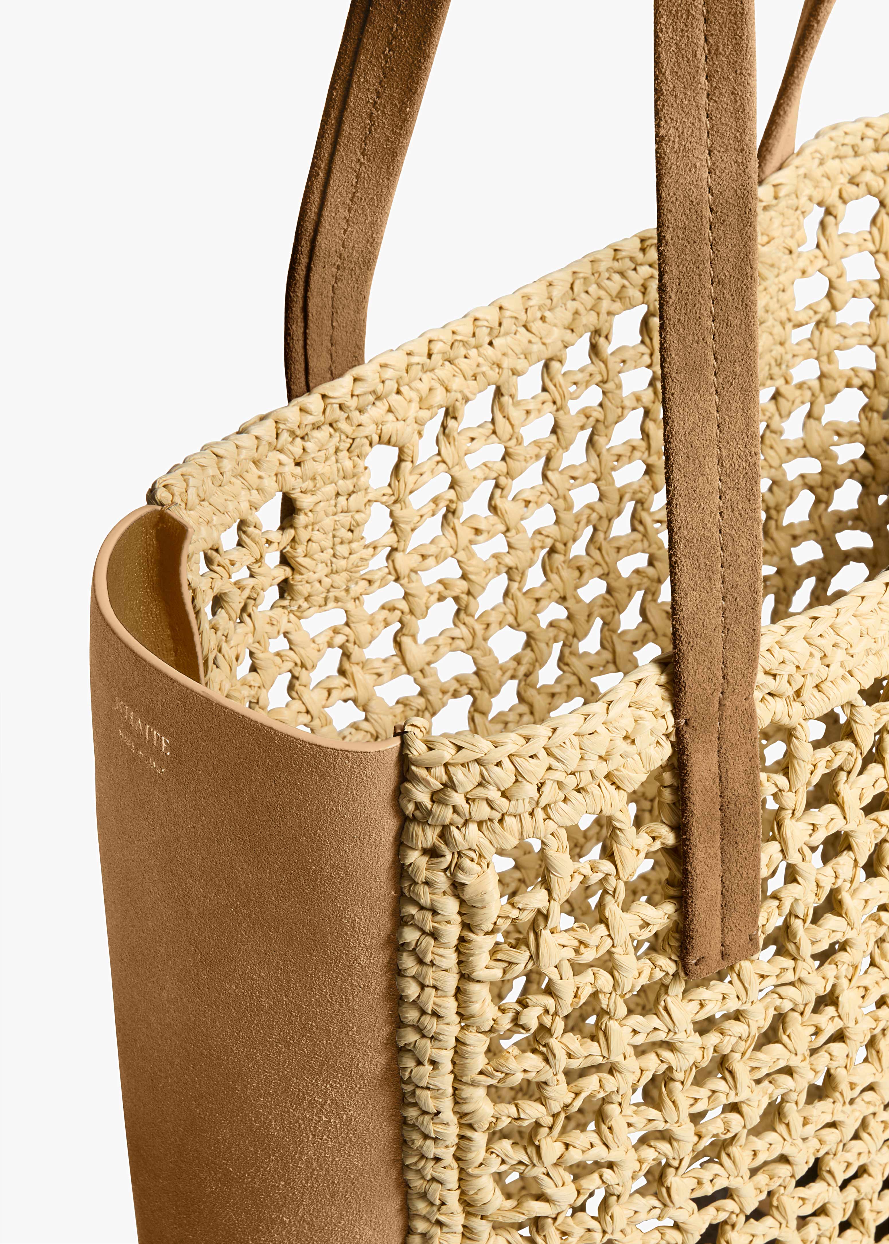 Khaite - Small Zoe Tote in Natural Raffia with Mud Suede - Image 4