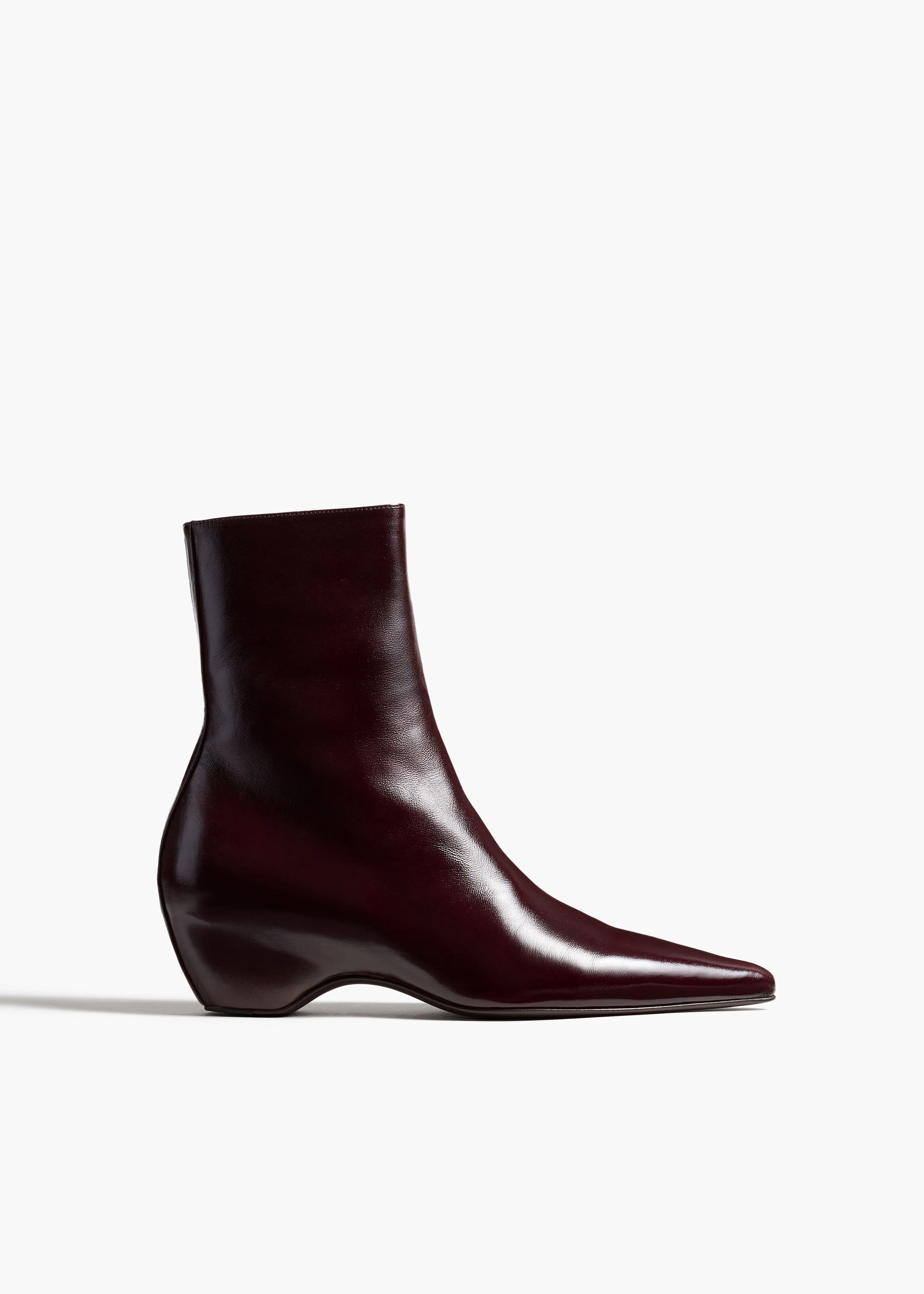 Khaite - Sybil Ankle Boot in Bordeaux Glazed Leather