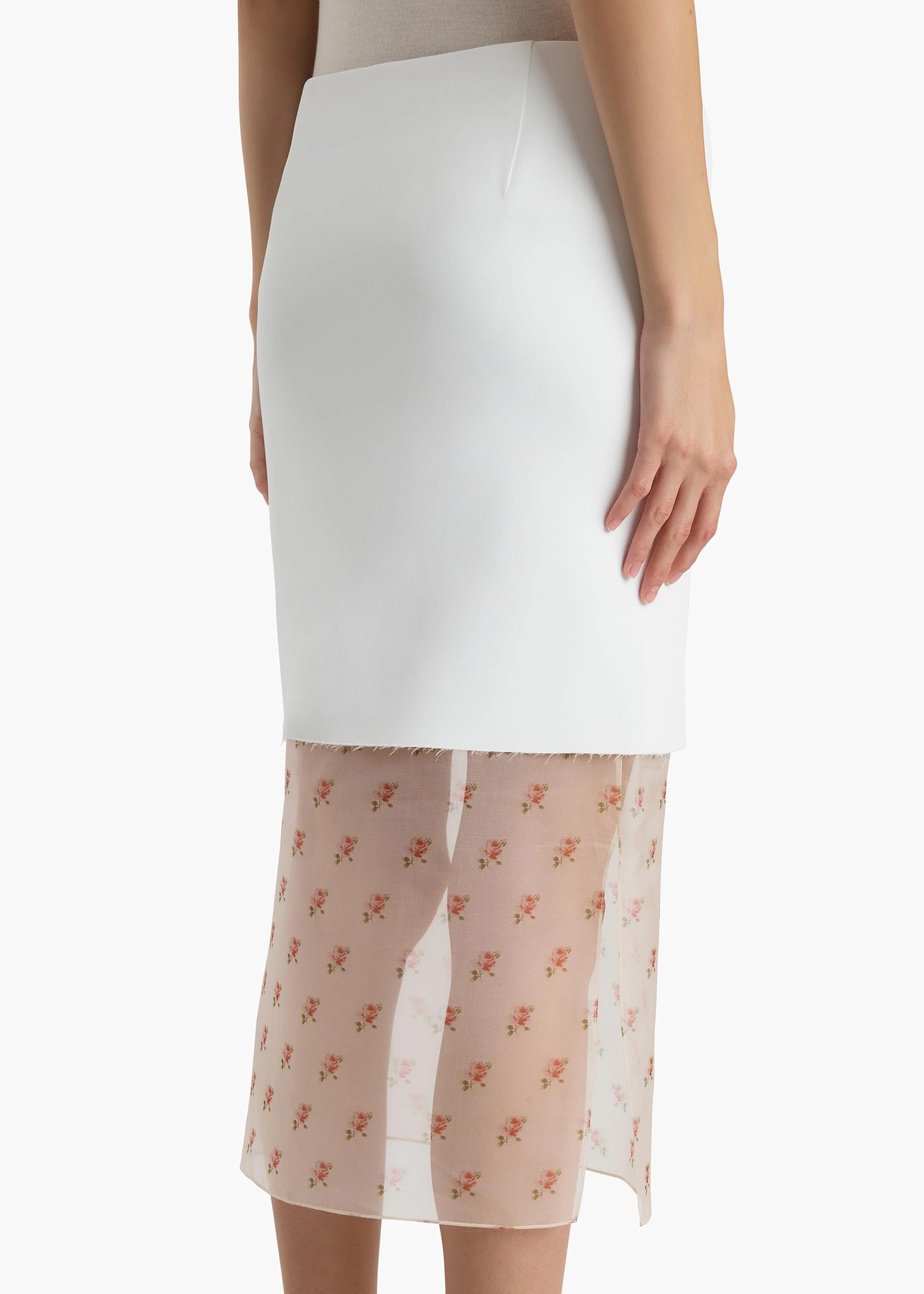 Khaite - Sybil Skirt in Chalk with Ditsy Rose Print - Image 6
