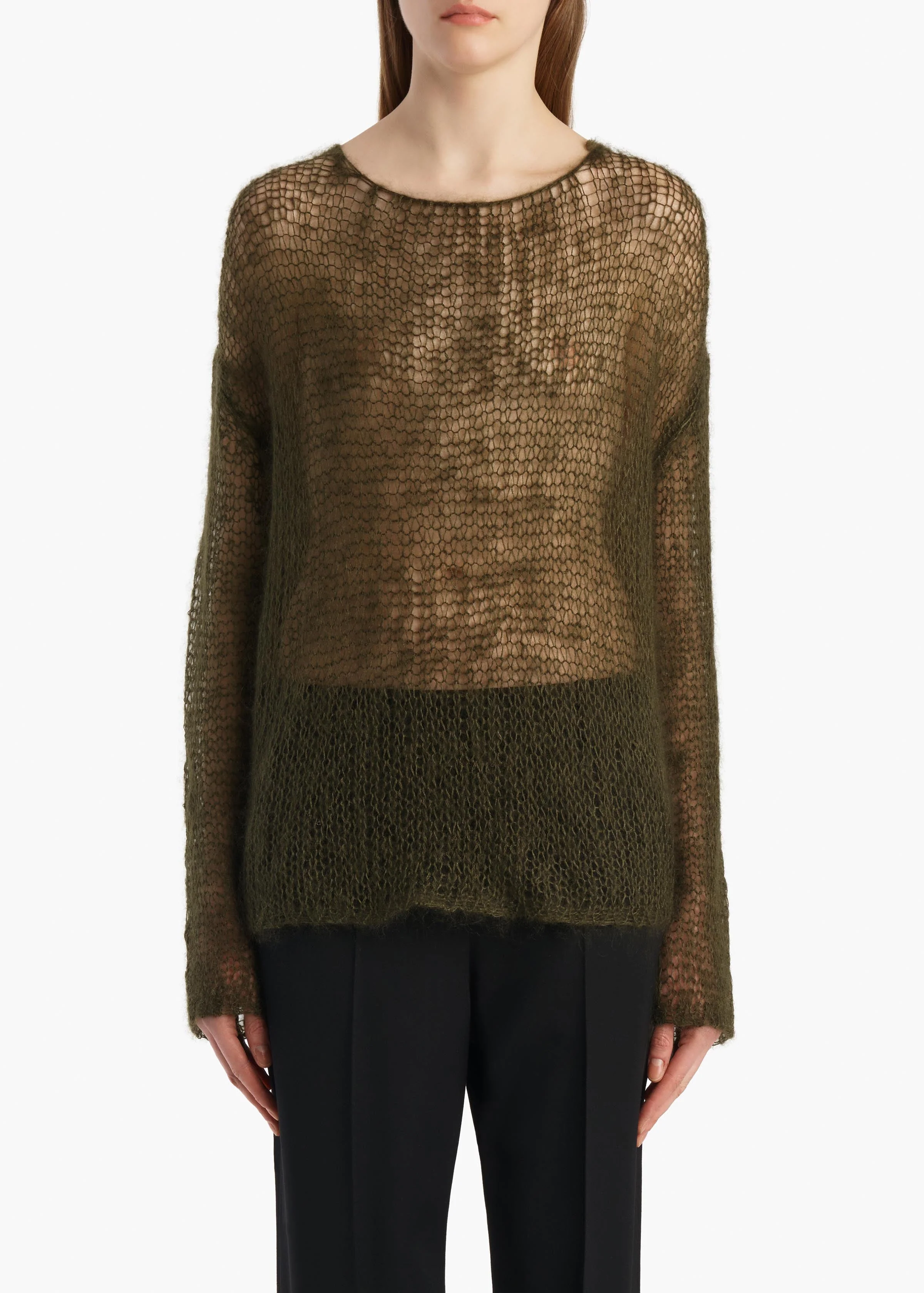 Khaite - Wendy Sweater in Dark Olive - Image 3
