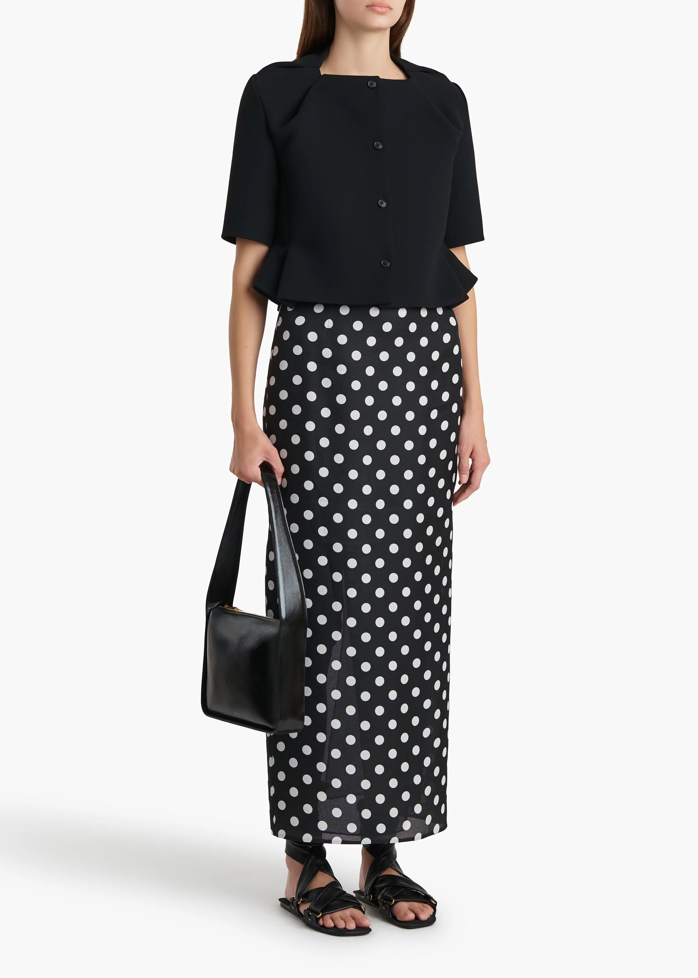 Khaite - Winton Skirt in Black with White Dots - Image 2