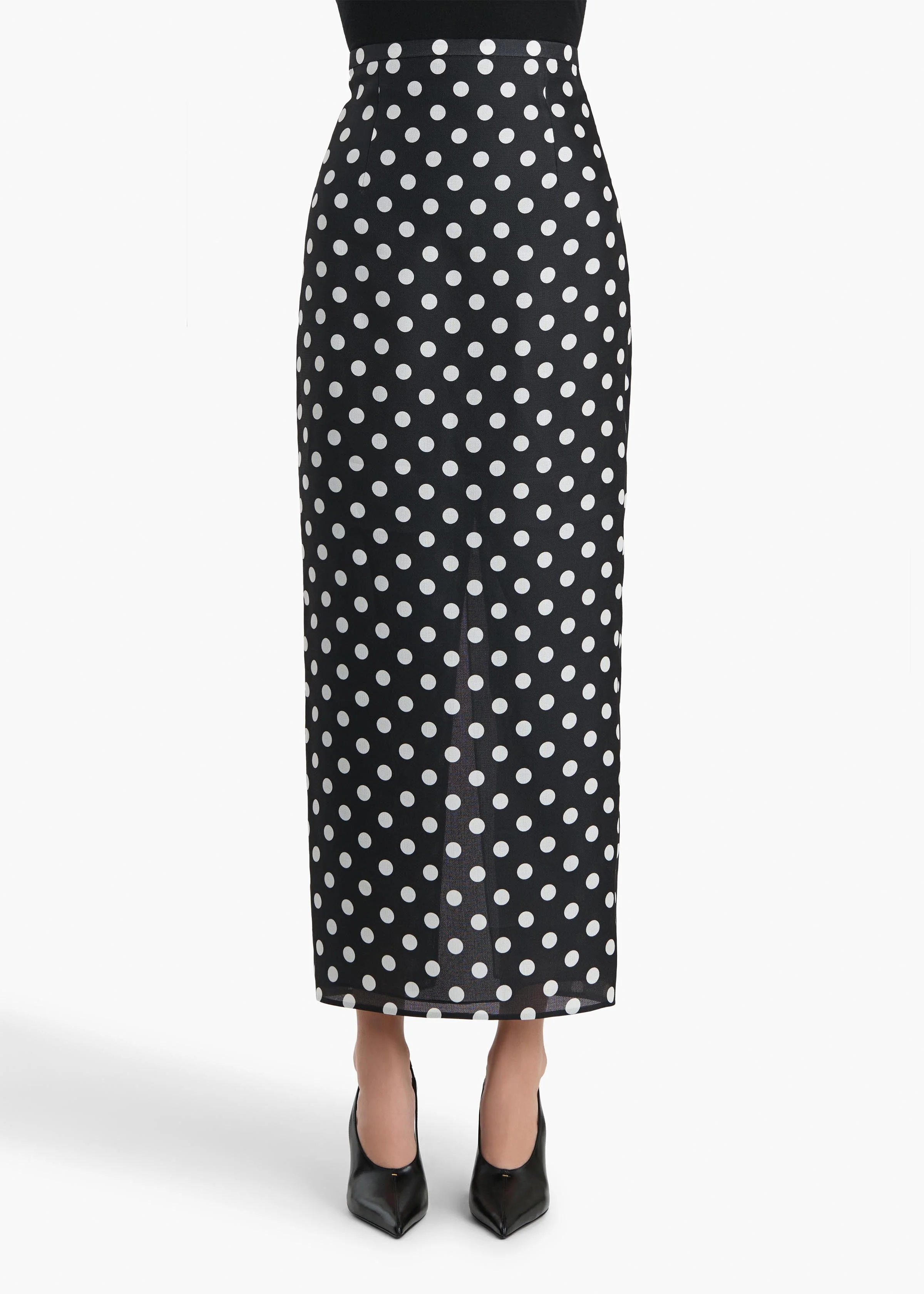 Khaite - Winton Skirt in Black with White Dots - Image 3