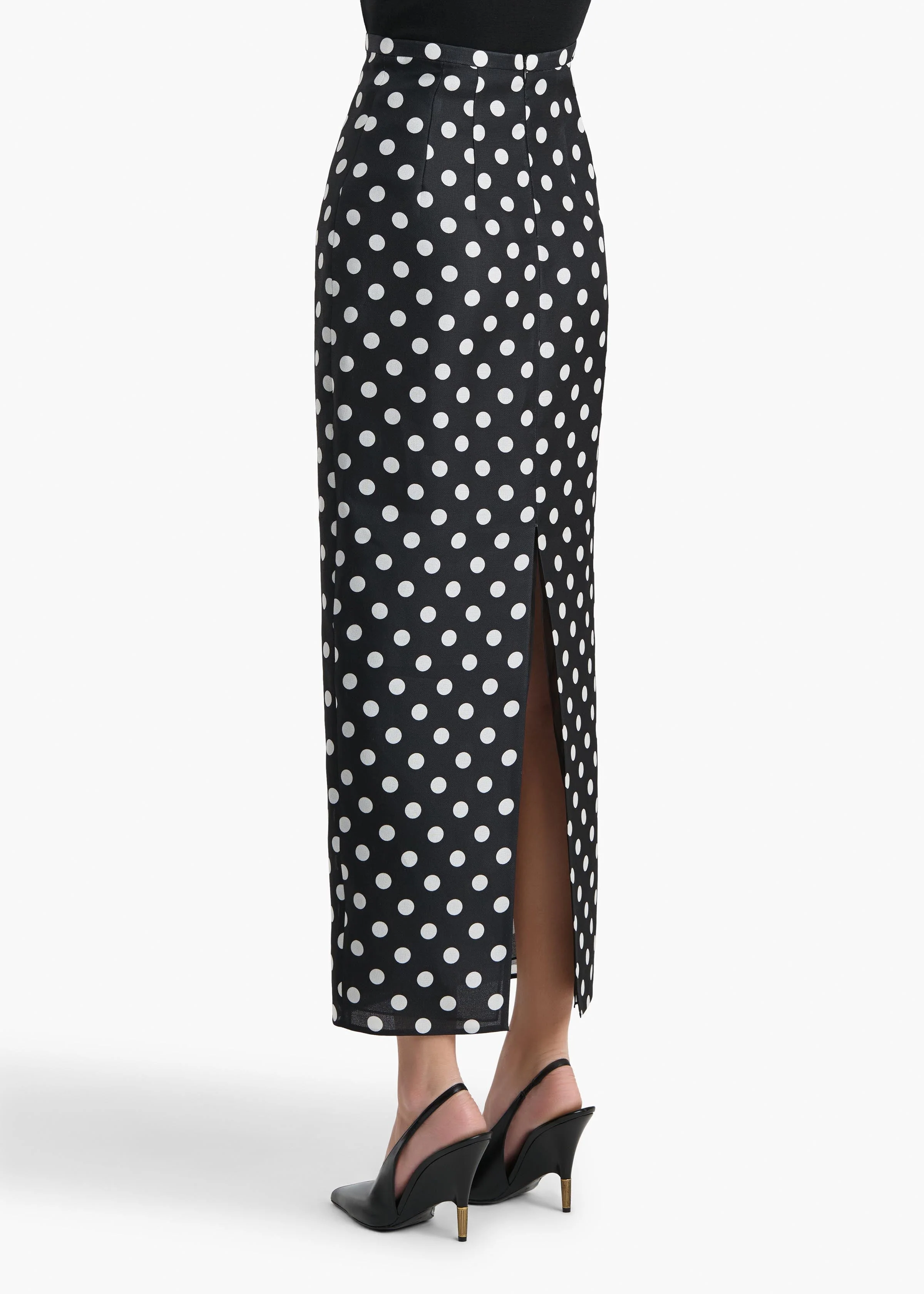Khaite - Winton Skirt in Black with White Dots - Image 4