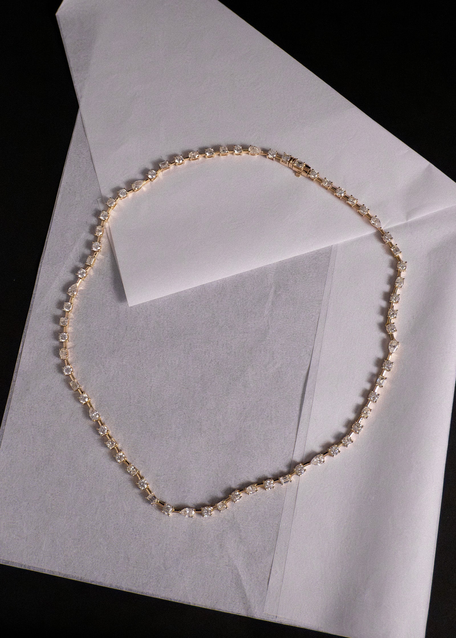 Kinn - Amara Fancy Shape Tennis Necklace Yellow Gold - Image 4