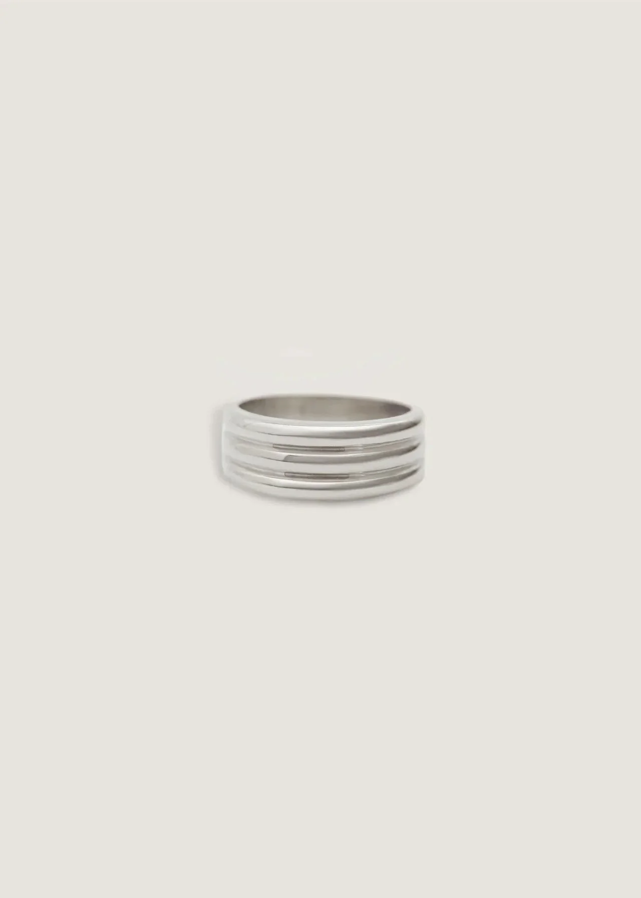 Kinn - Françoise Layered Ellipse Non - Hollow Ring Silver