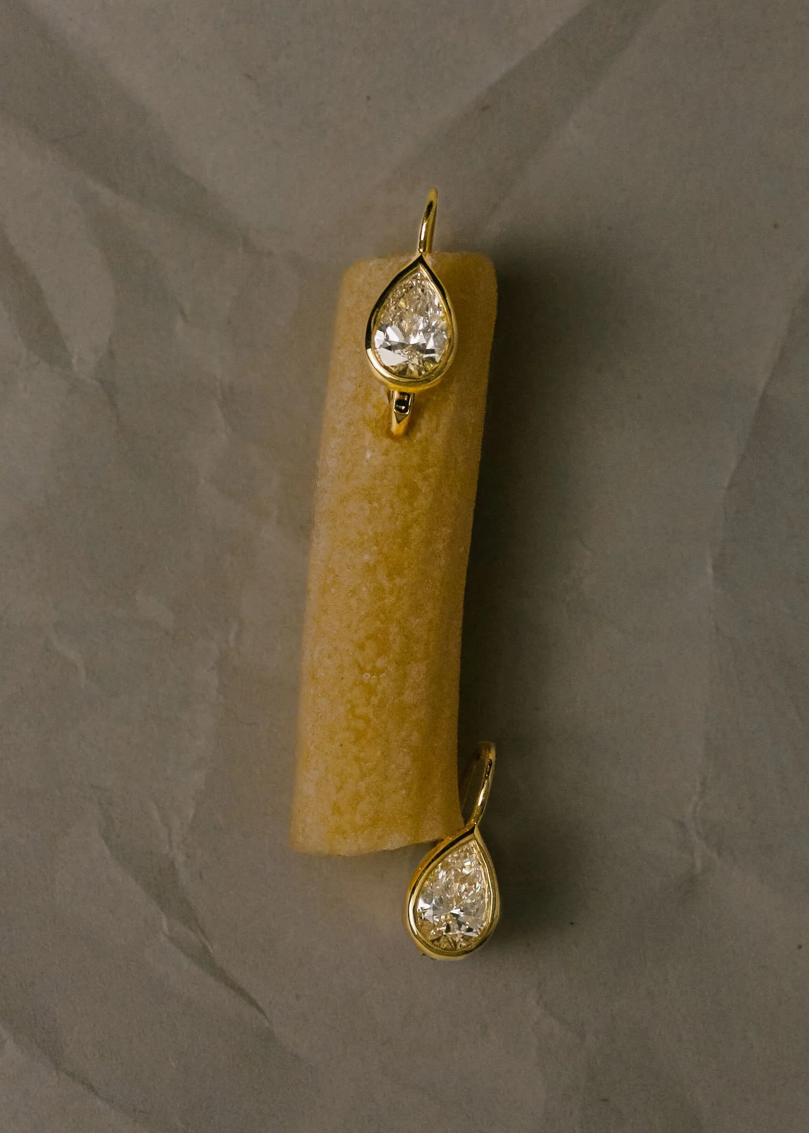 Kinn - Harper 2ctw Pear Drop Earrings Yellow Gold - Image 3