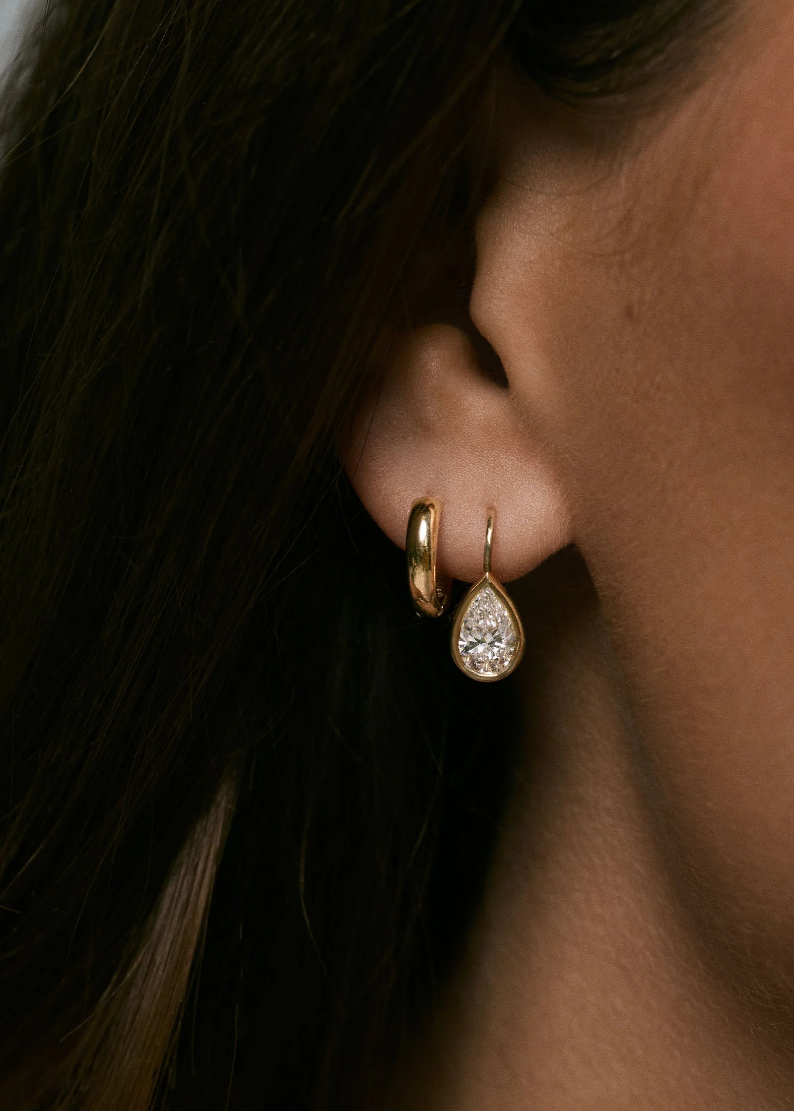Kinn - Harper 2ctw Pear Drop Earrings Yellow Gold - Image 5