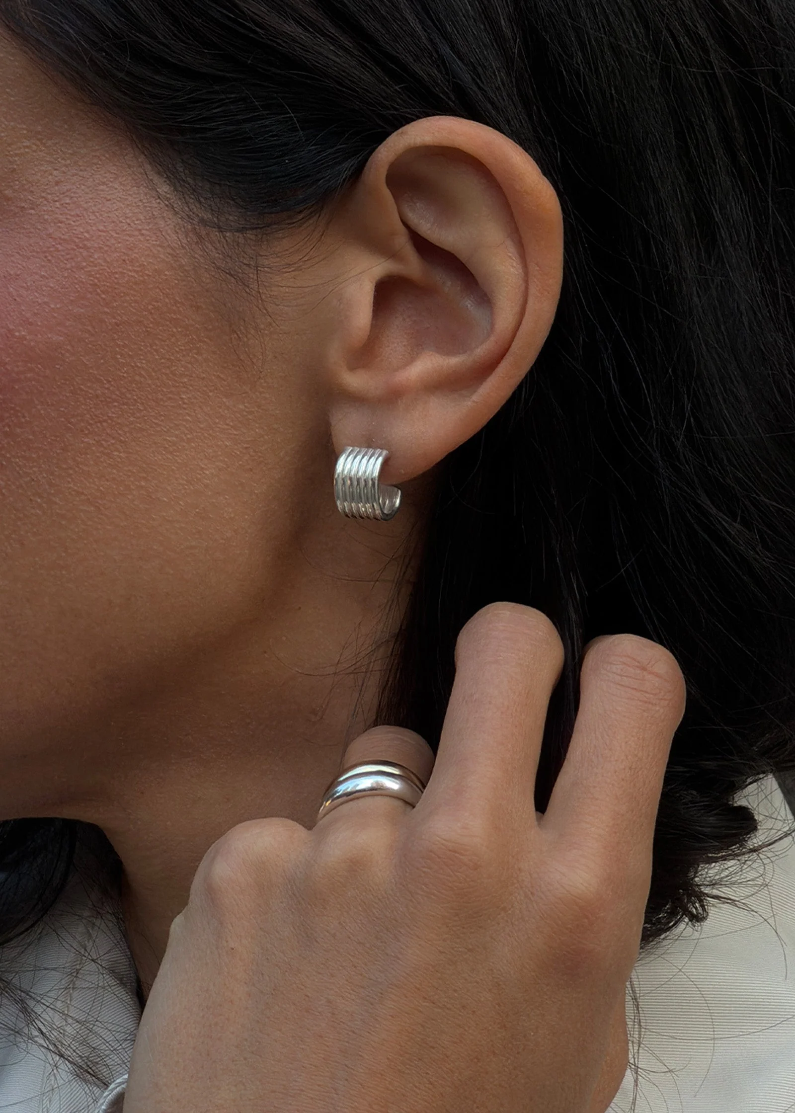 Kinn - Mercer Cuff Hoops Silver - Image 2