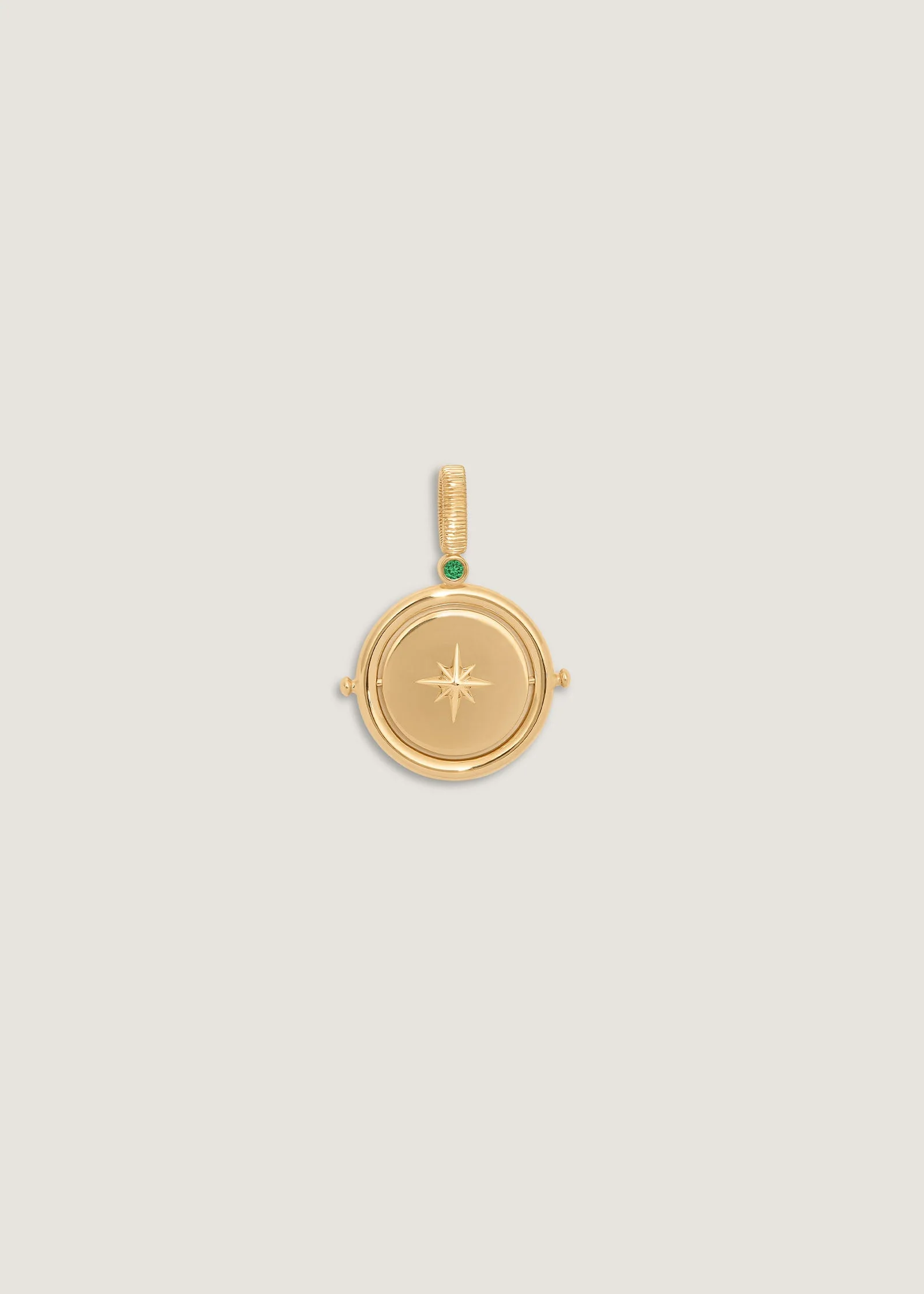 Kinn - Round North Star Birthstone Pendant Emerald