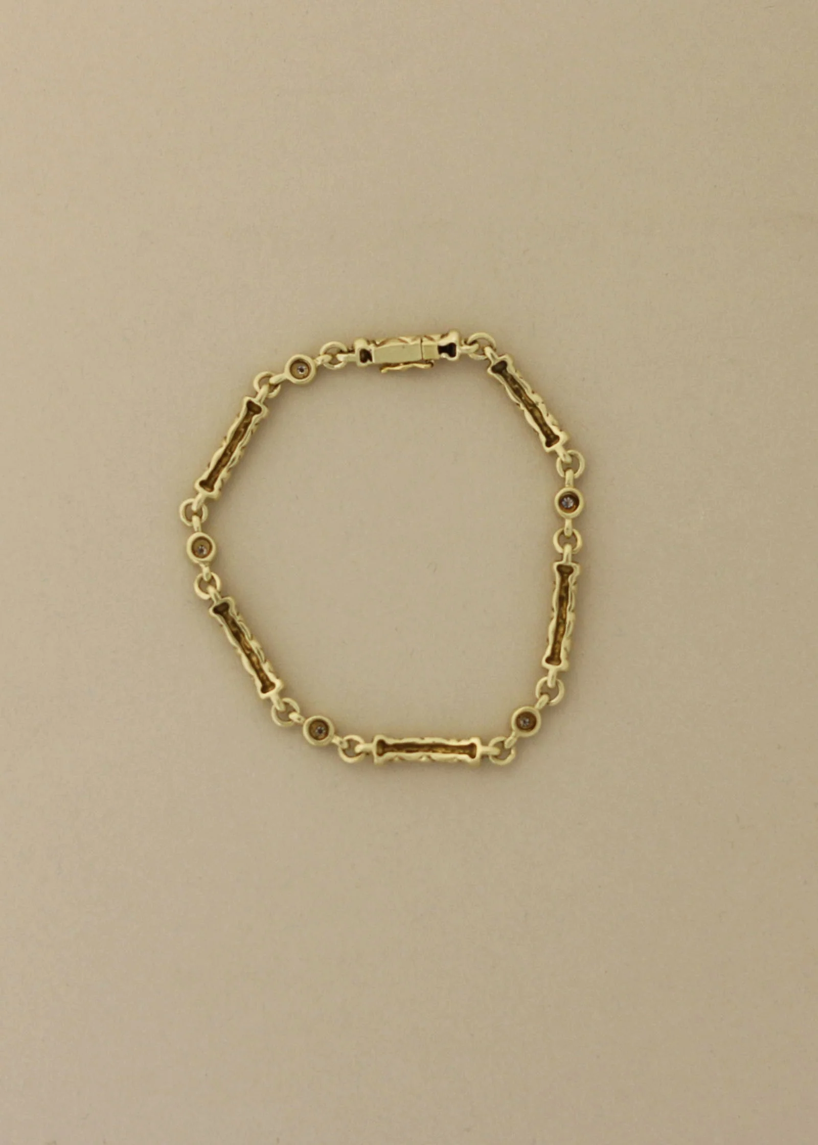 Kinn - Vintage 14k Bezel Diamond Byzantine Bracelet - Image 3