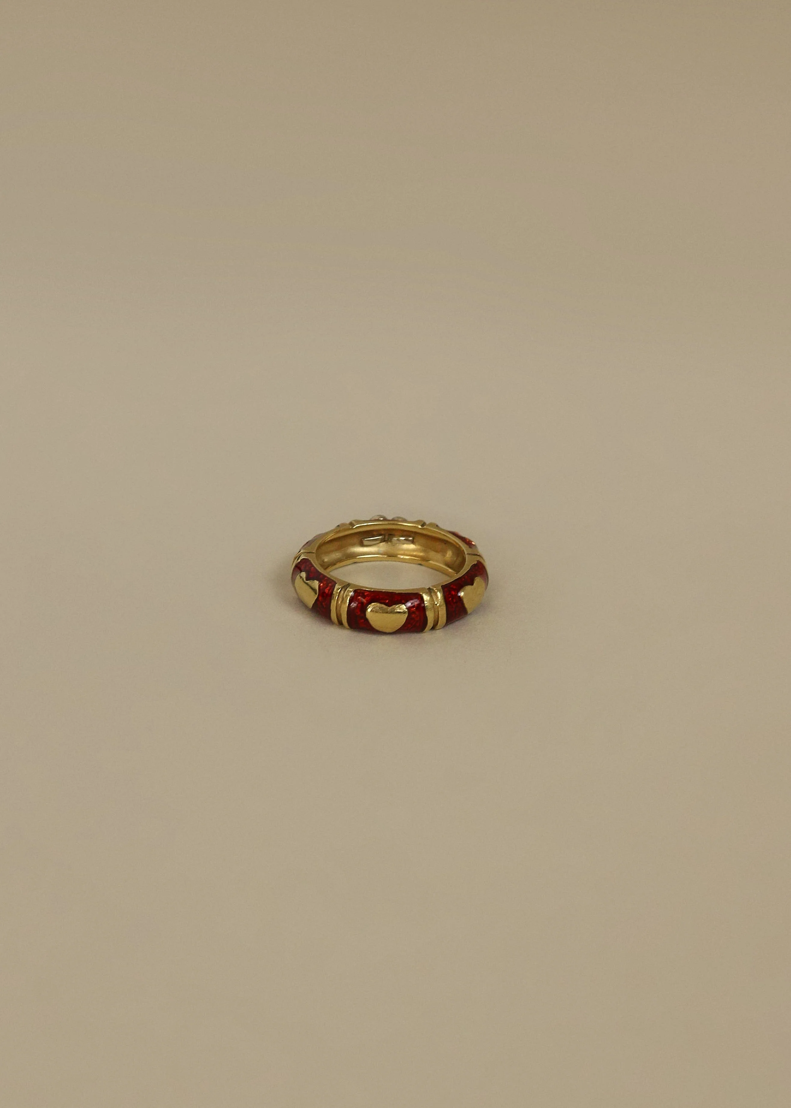 Kinn - Vintage 18k Red Enamel Diamond Ring - Image 3