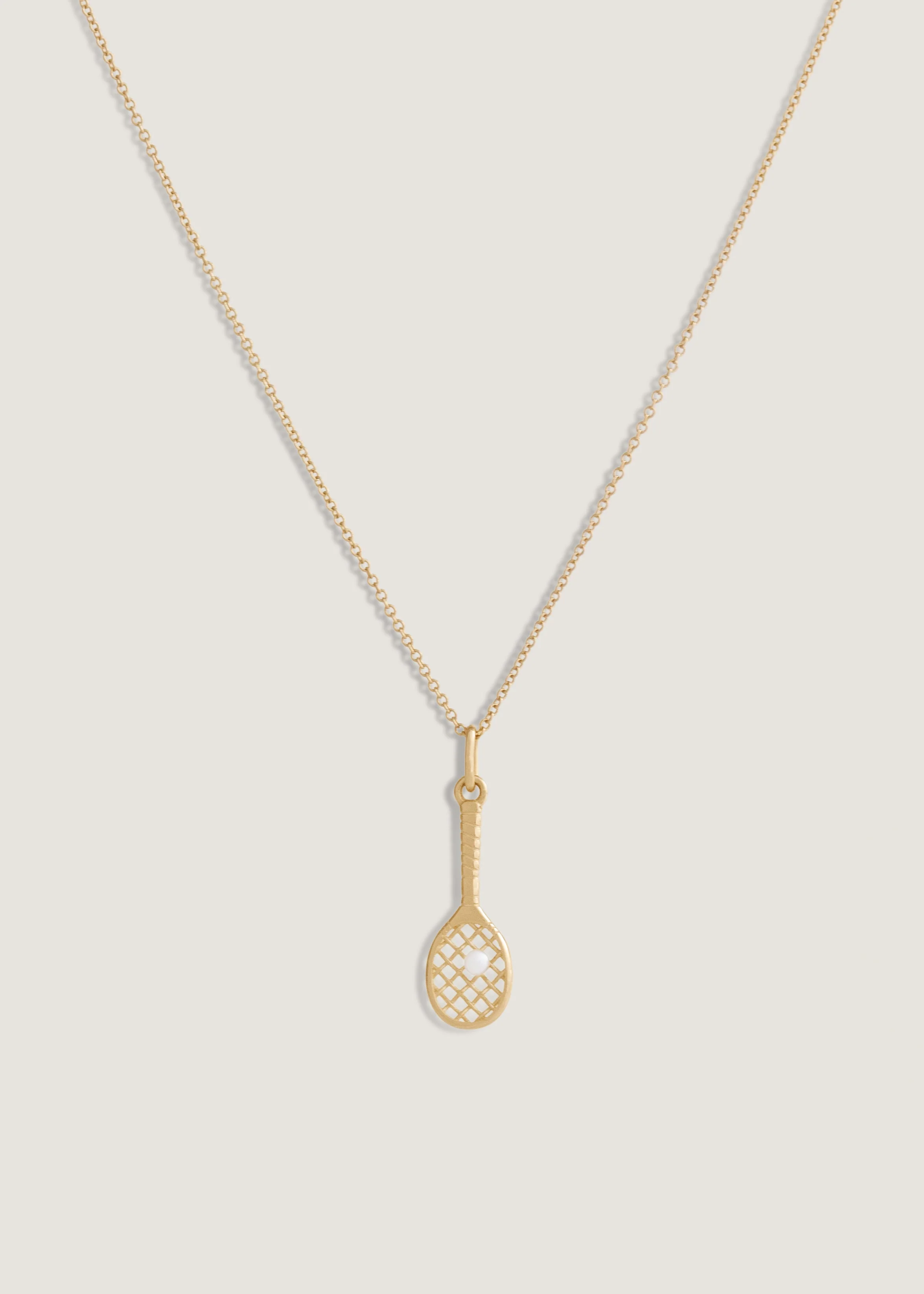 Kinn - x Sunset Tennis Club Ball And Racquet Necklace Pearl