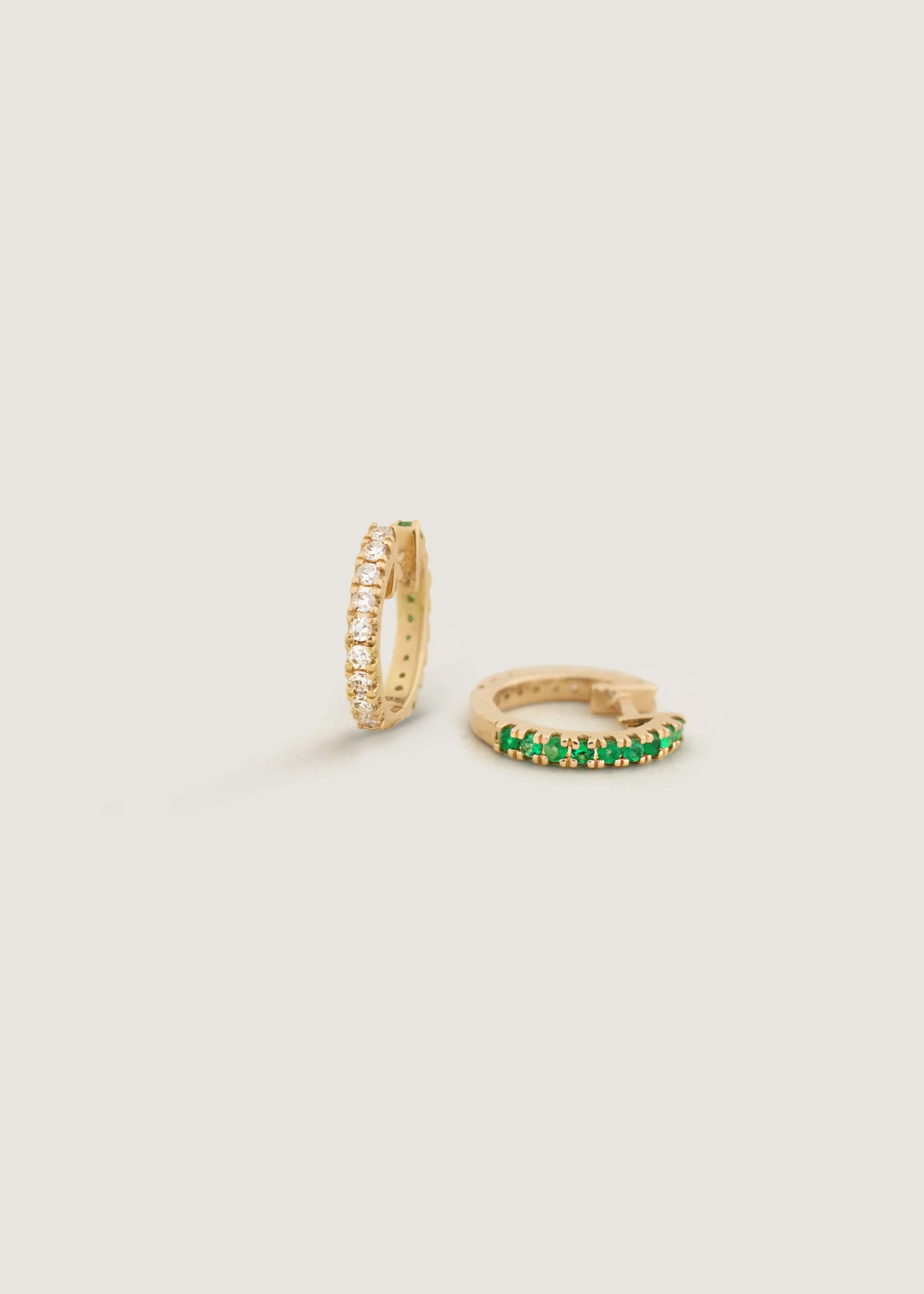 Kinn - x Sunset Tennis Club Reversible Huggie Earrings Diamonds Emeralds