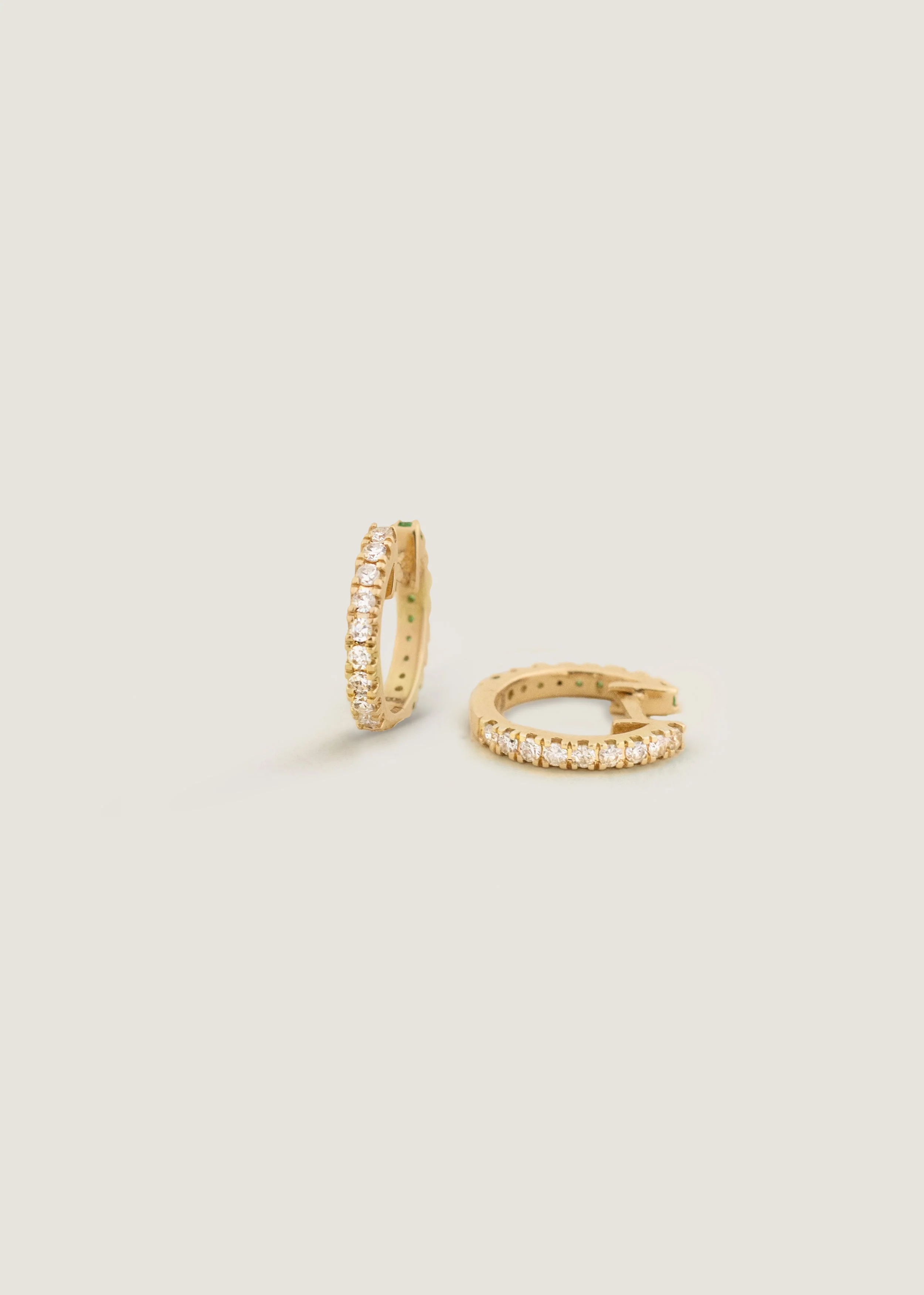 Kinn - x Sunset Tennis Club Reversible Huggie Earrings Diamonds Emeralds - Image 4