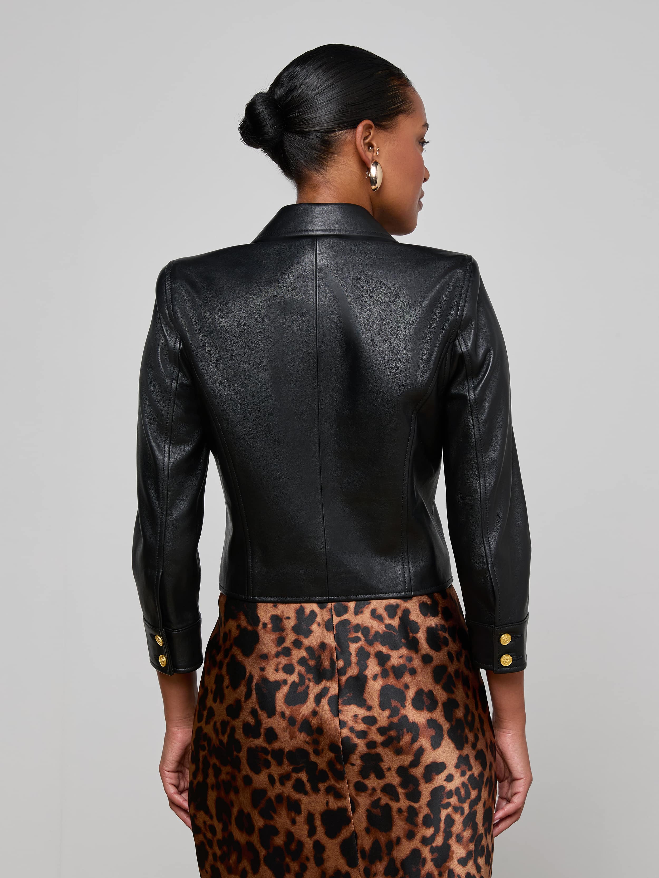 L'AGENCE - Kumi Cropped Leather Jacket - Image 5