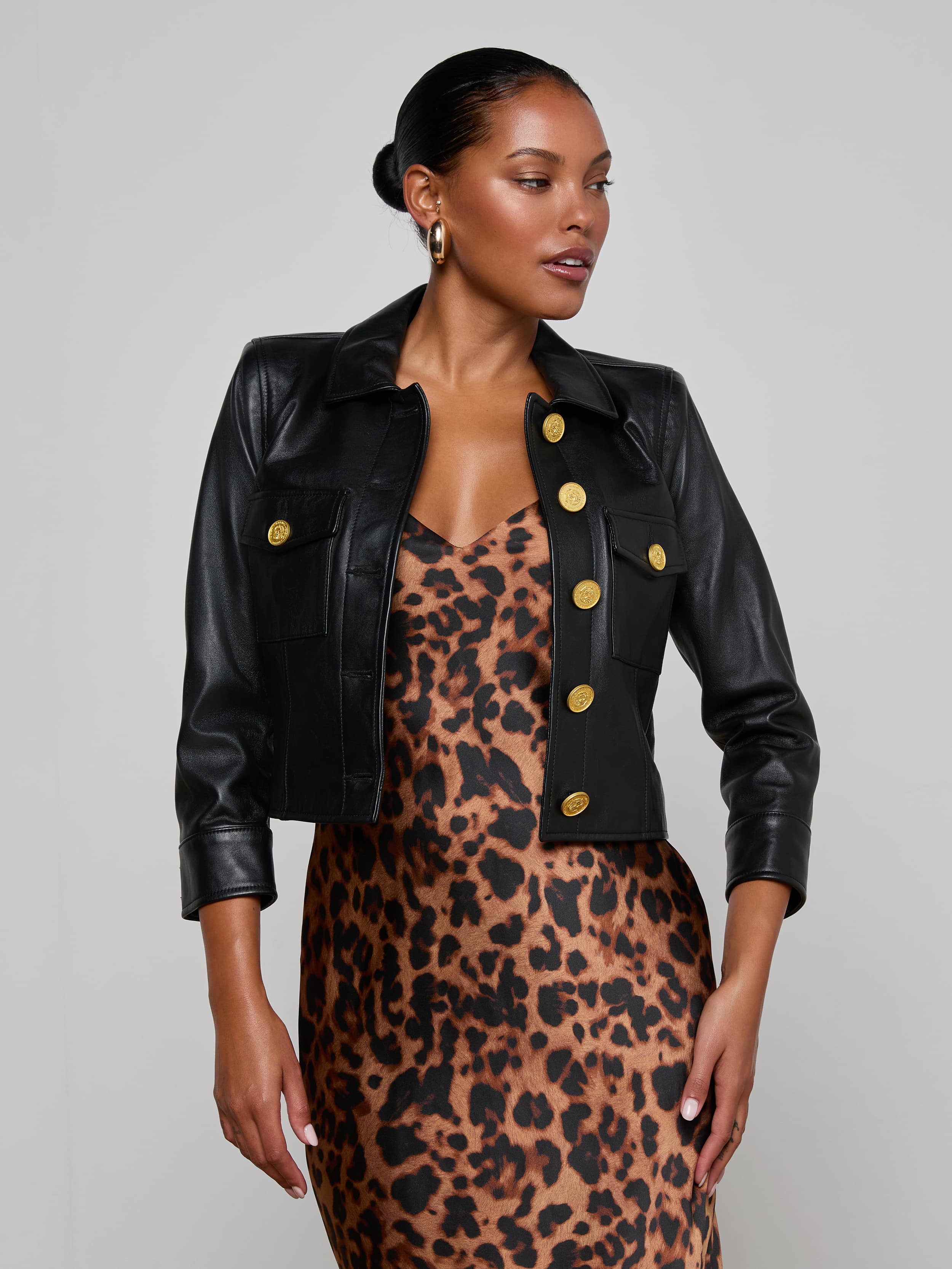 L'AGENCE - Kumi Cropped Leather Jacket - Image 9