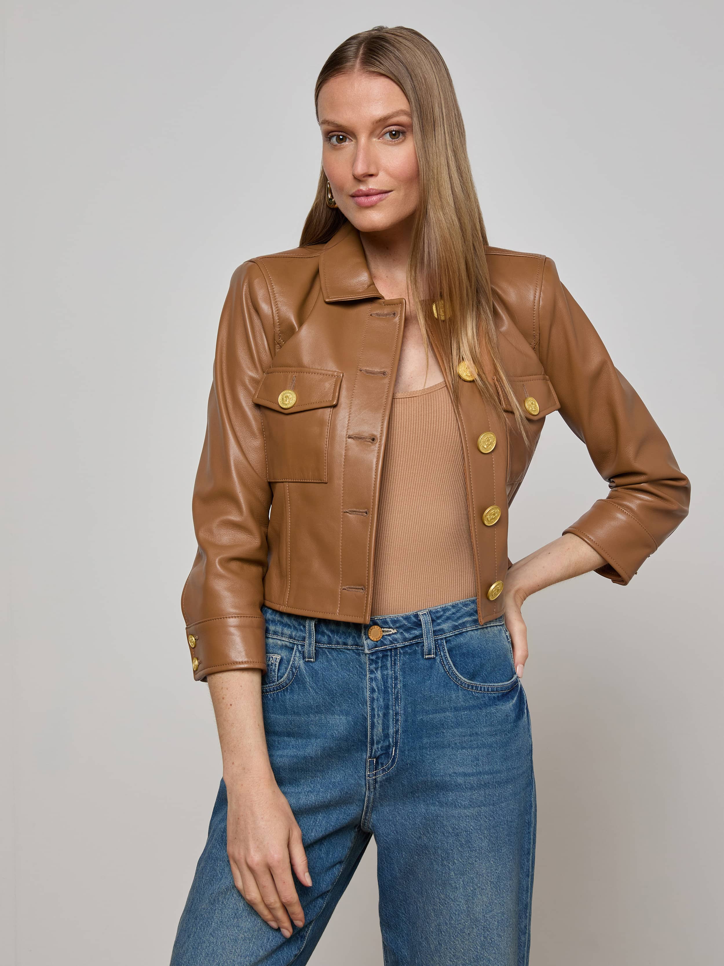 L'AGENCE - Kumi Cropped Leather Jacket