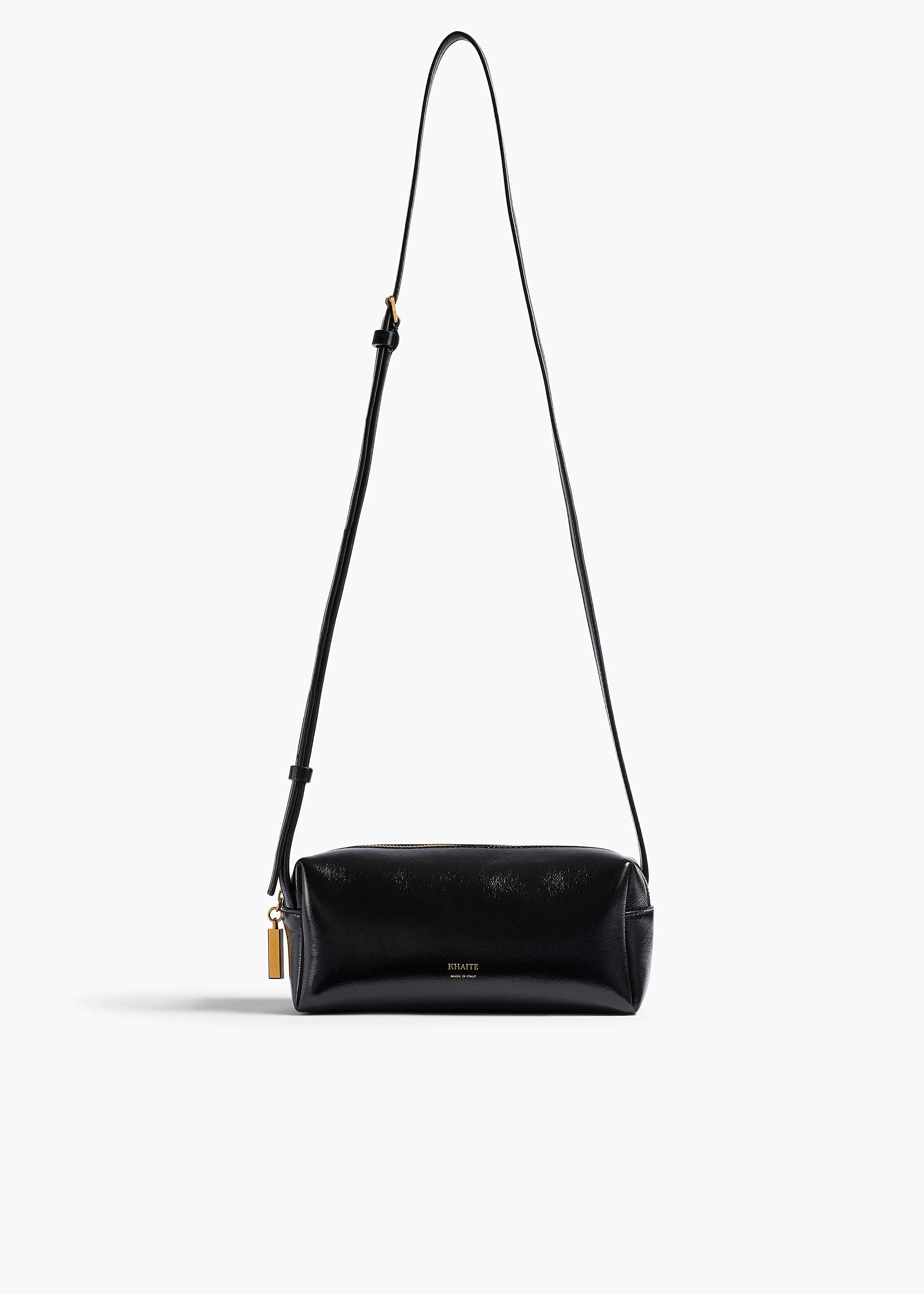 Khaite - Mini Kye Crossbody Bag in Black Crackle Patent Leather