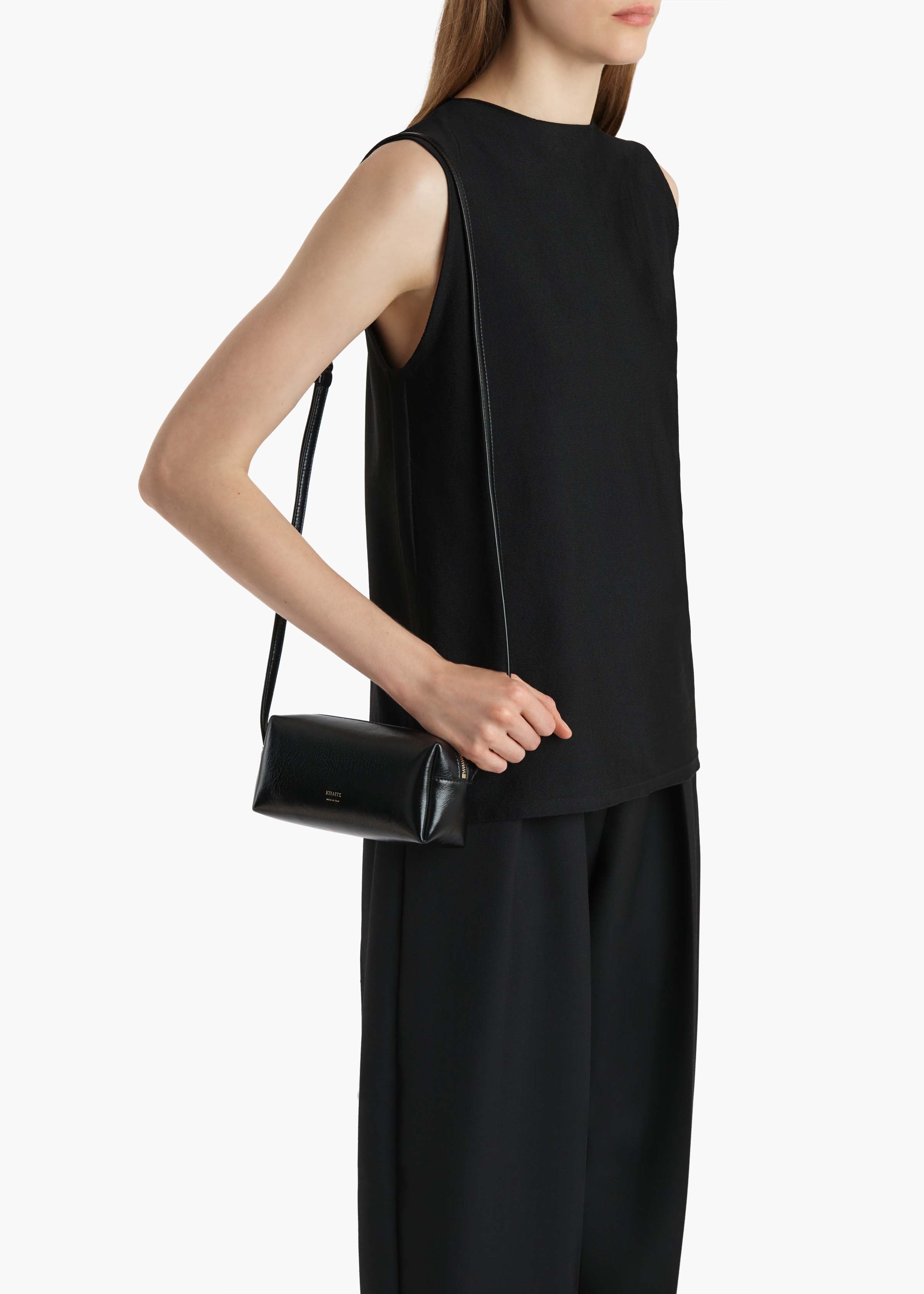 Khaite - Mini Kye Crossbody Bag in Black Crackle Patent Leather - Image 5