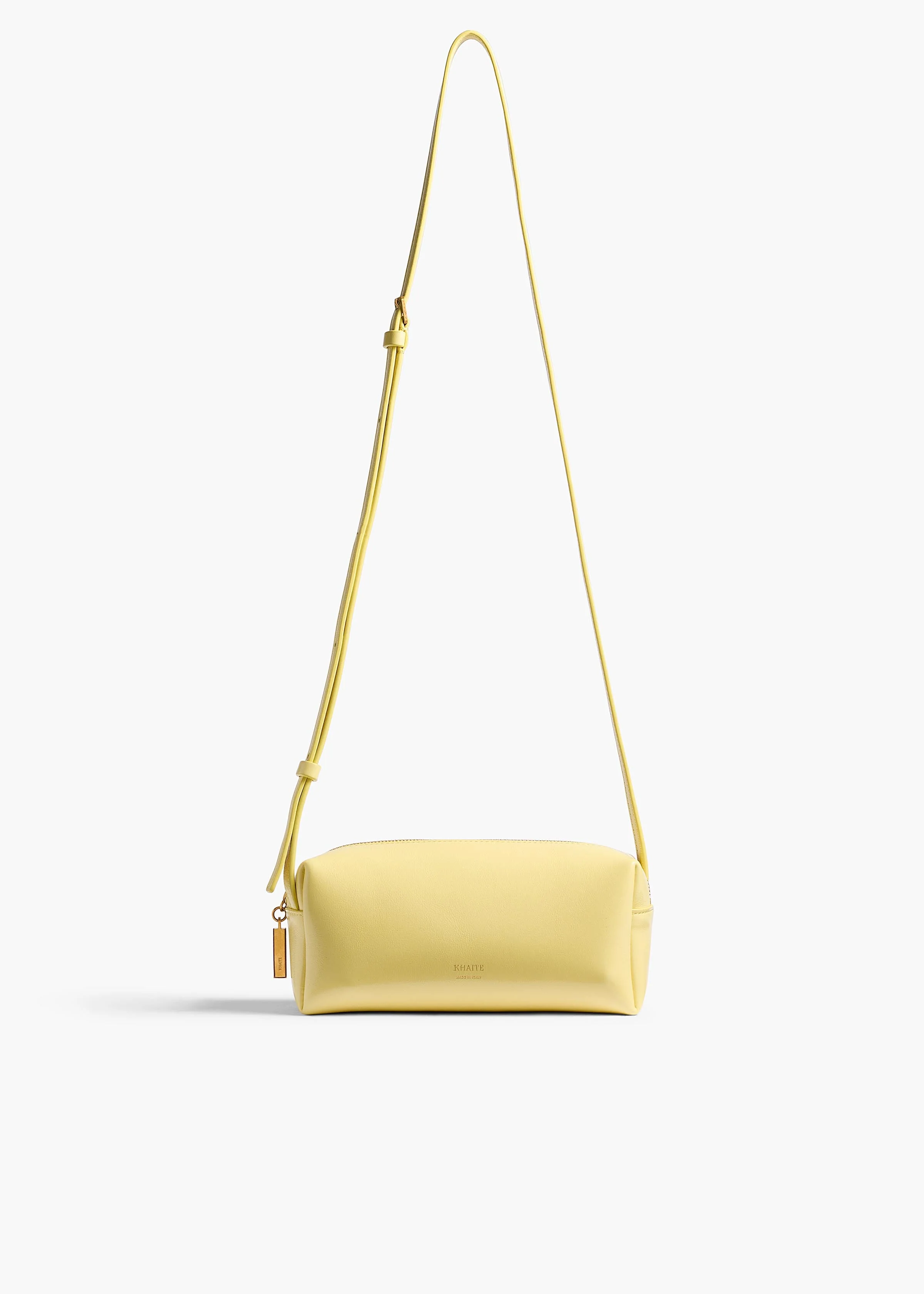 Khaite - Mini Kye Crossbody Bag in Pale Yellow Crackle Patent Leather