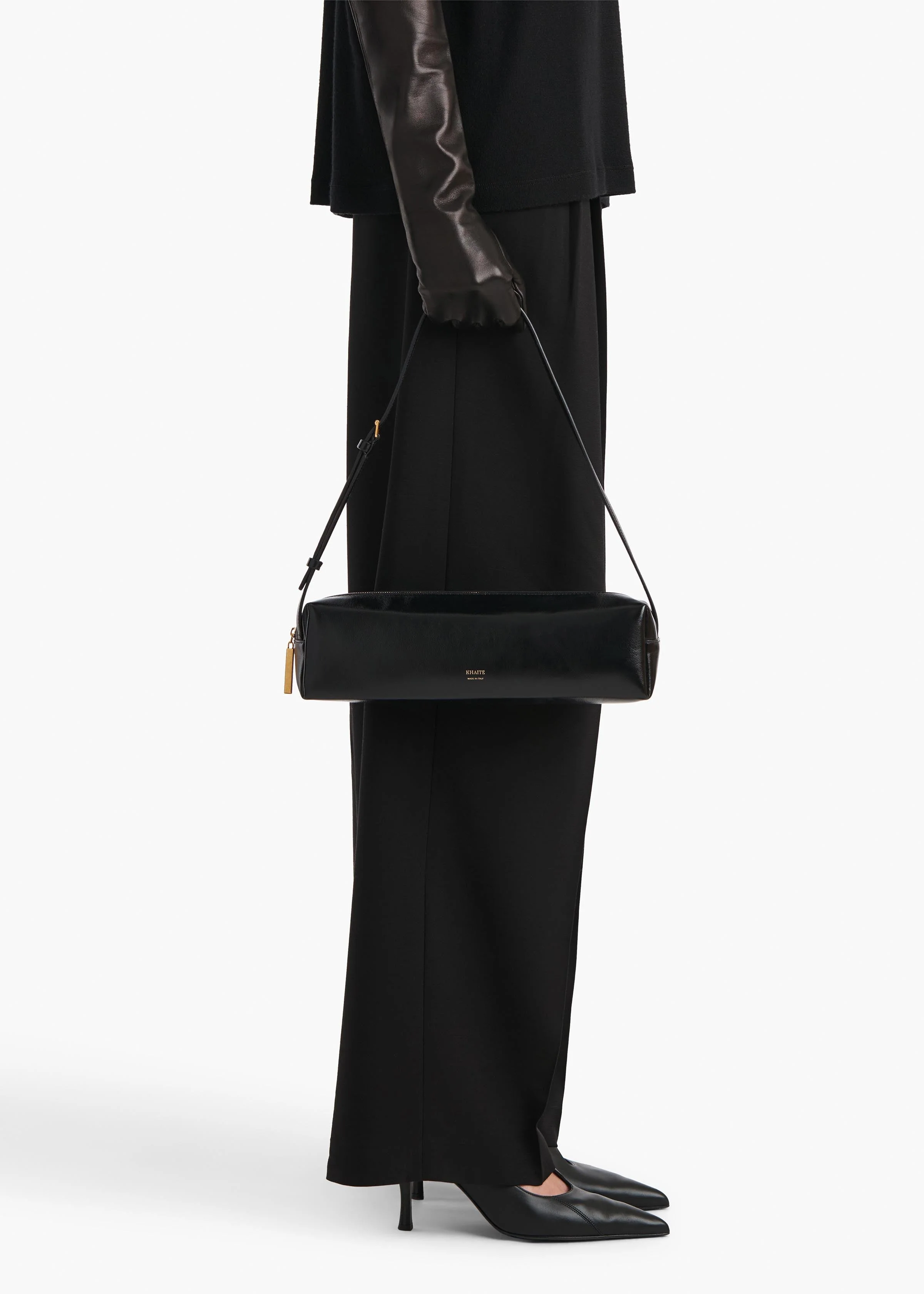 Khaite - Kye Shoulder Bag in Black Crackle Patent Leather - Image 5
