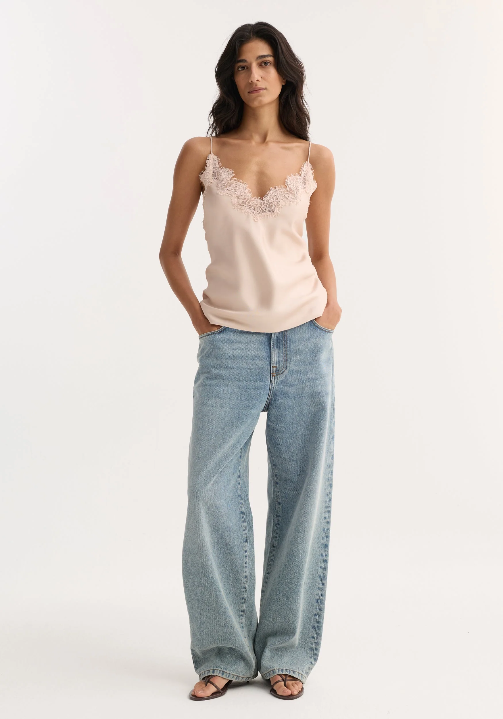 ROHE - Lace silk camisole | rose