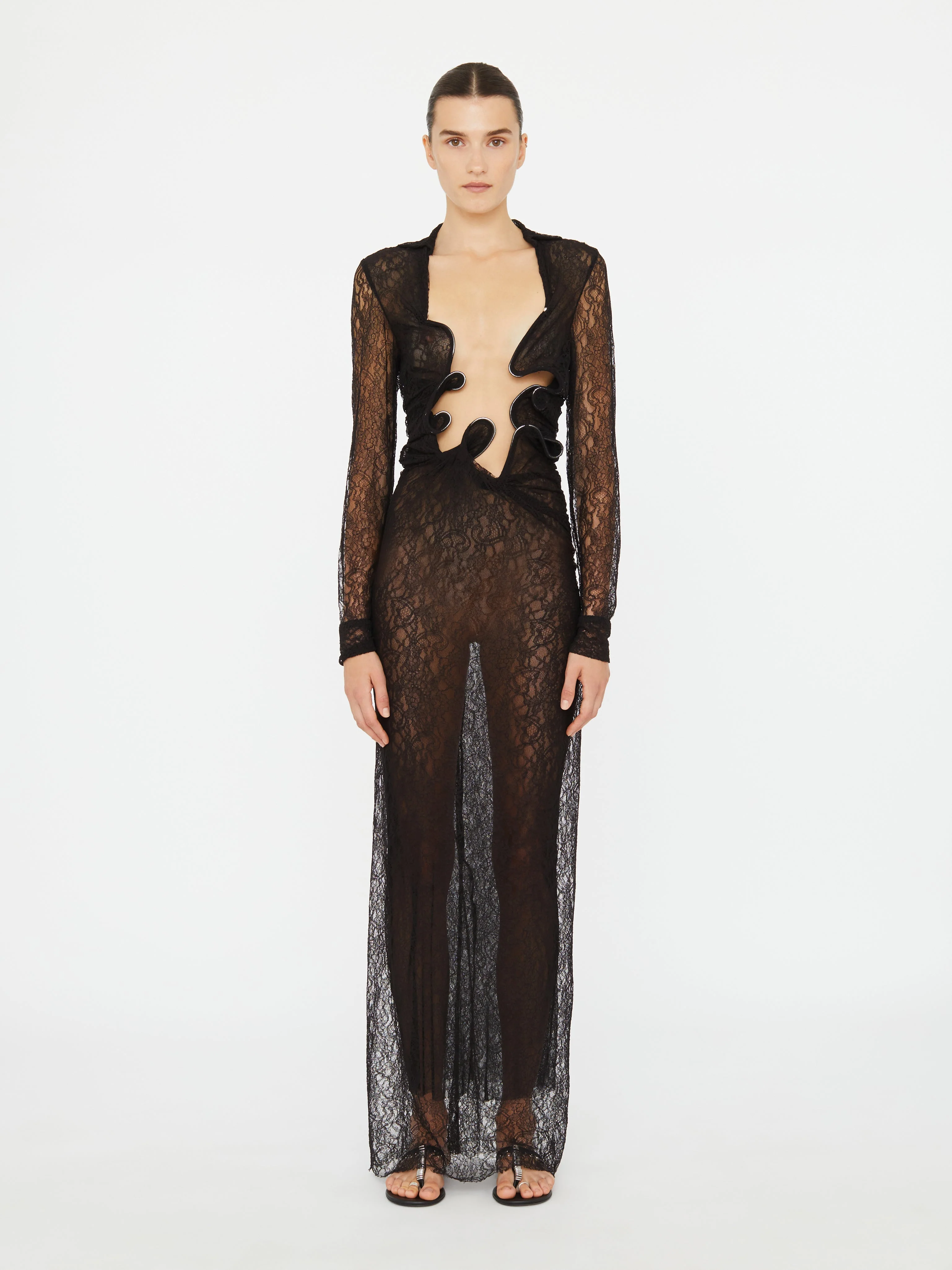 Christopher Esber - Lace Venus Plunge Shirt Dress