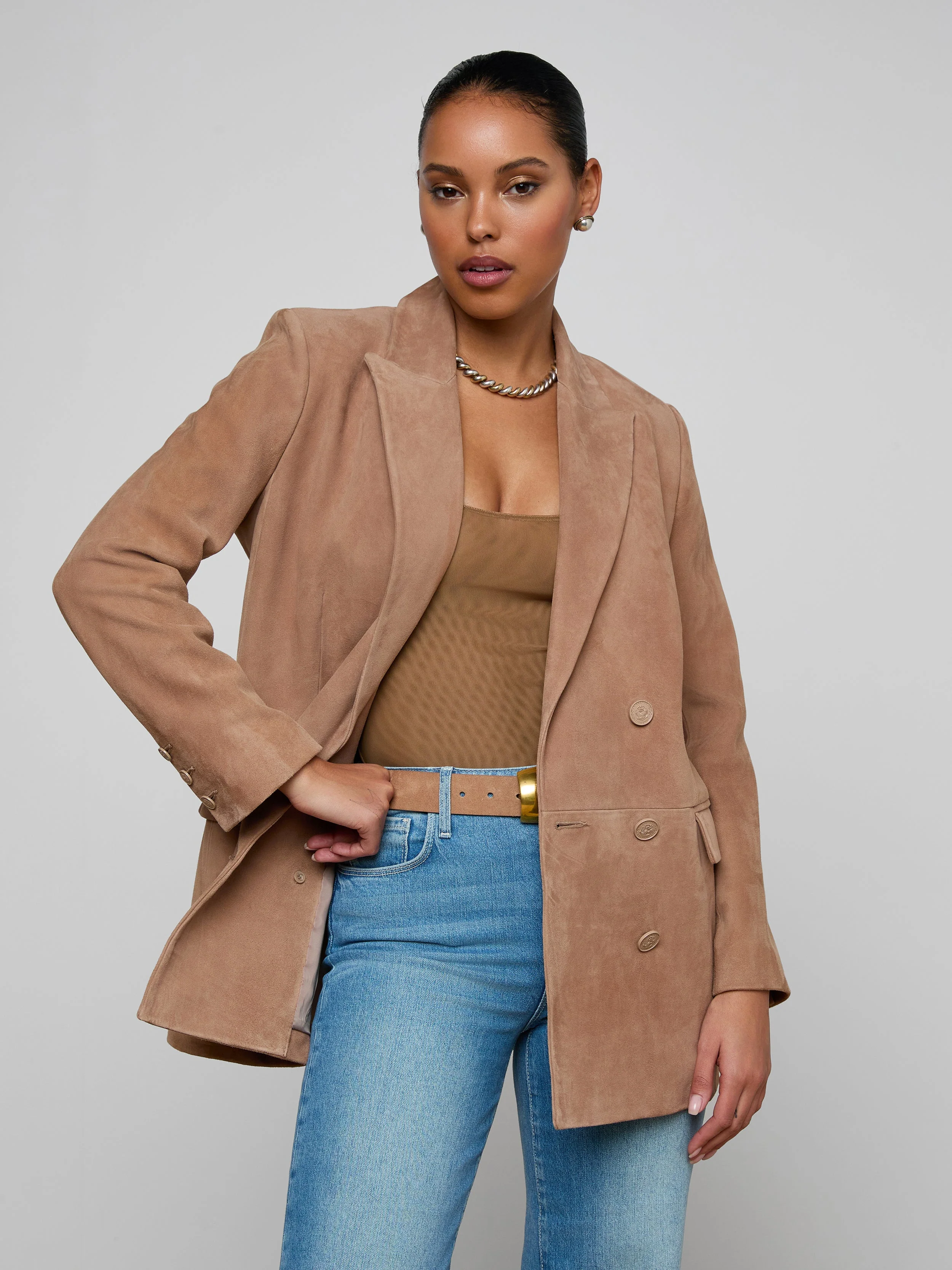L'AGENCE - Aimee Oversized Suede Blazer