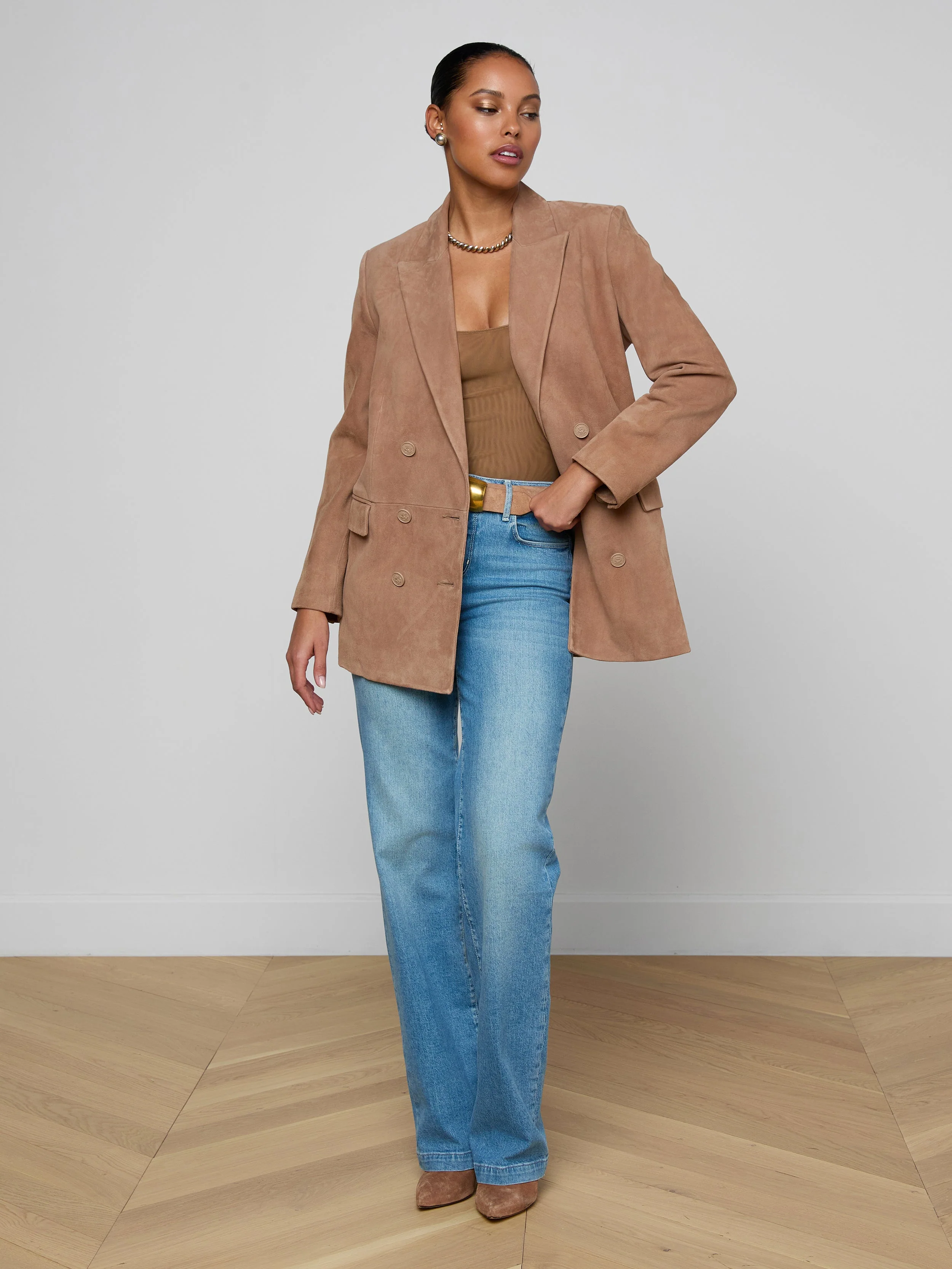 L'AGENCE - Aimee Oversized Suede Blazer - Image 4
