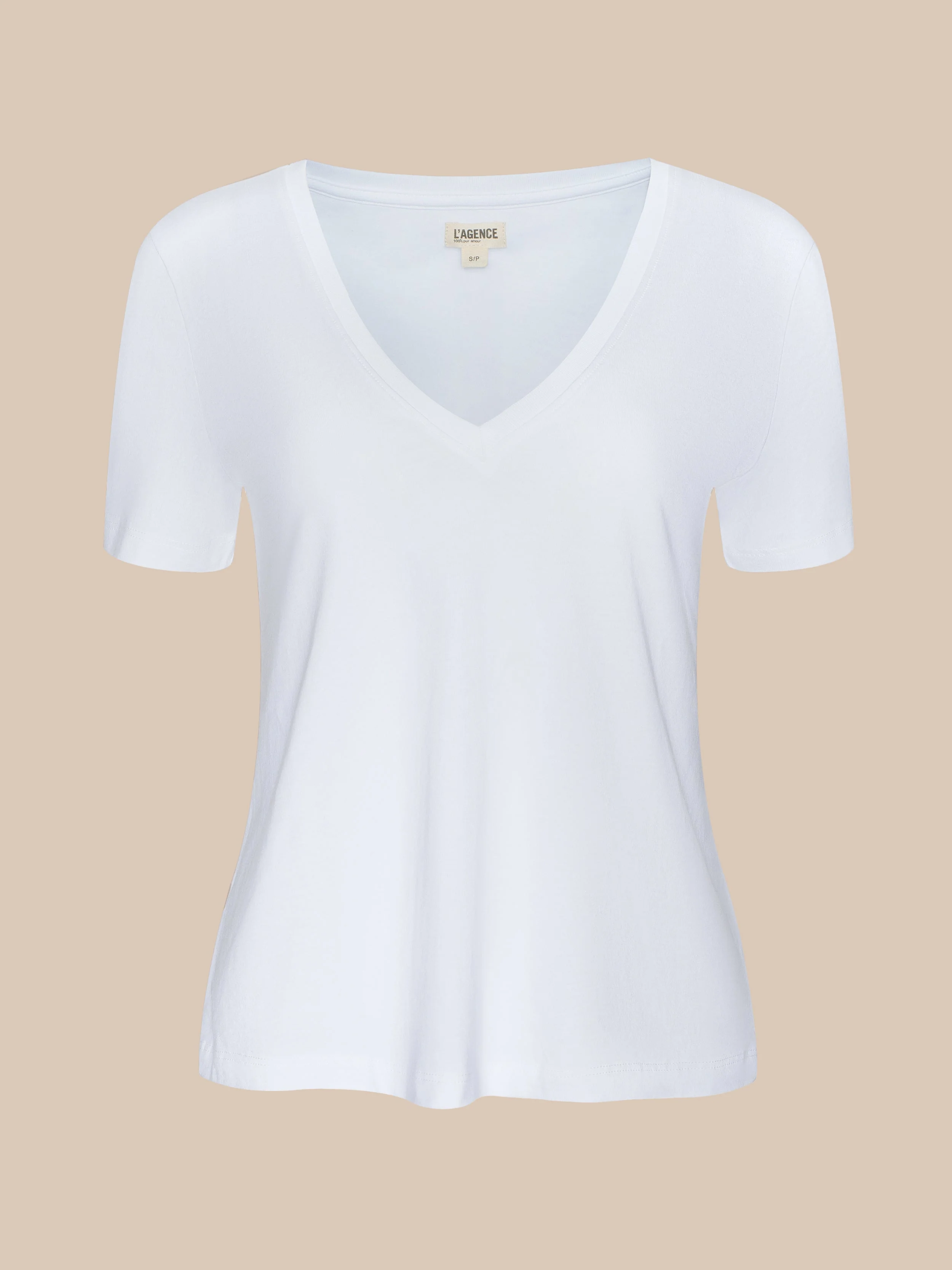 L'AGENCE - Brianna Cotton V - Neck Tee - Image 6