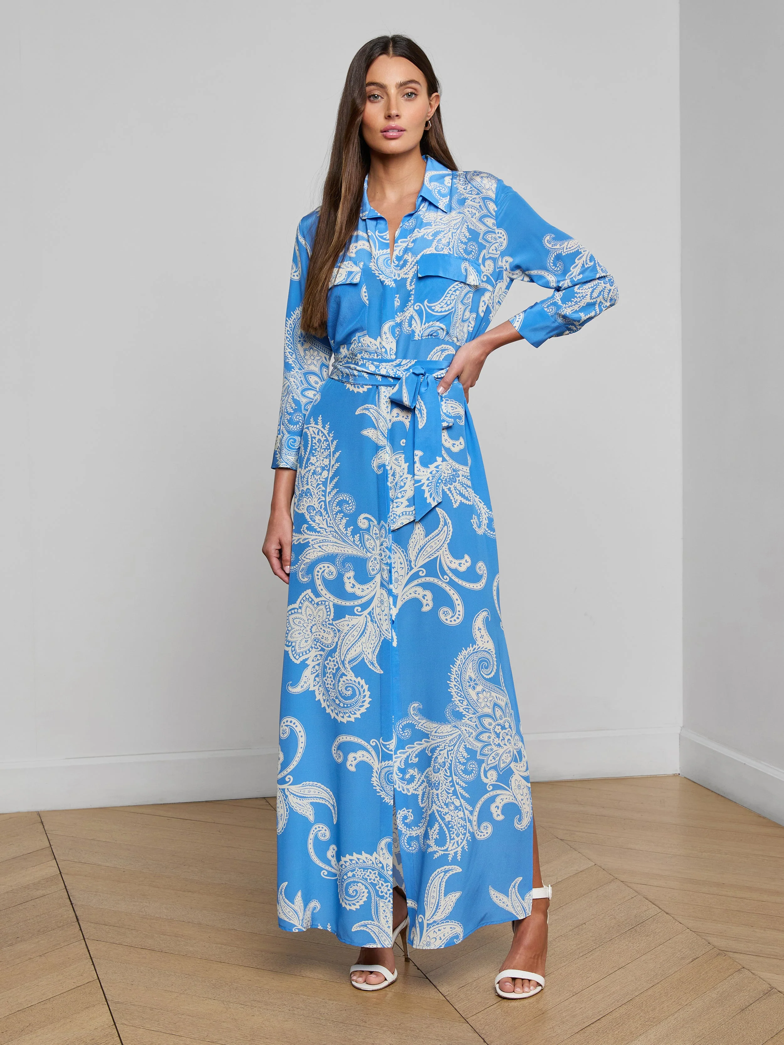 L'AGENCE - Cameron Silk Shirt Dress