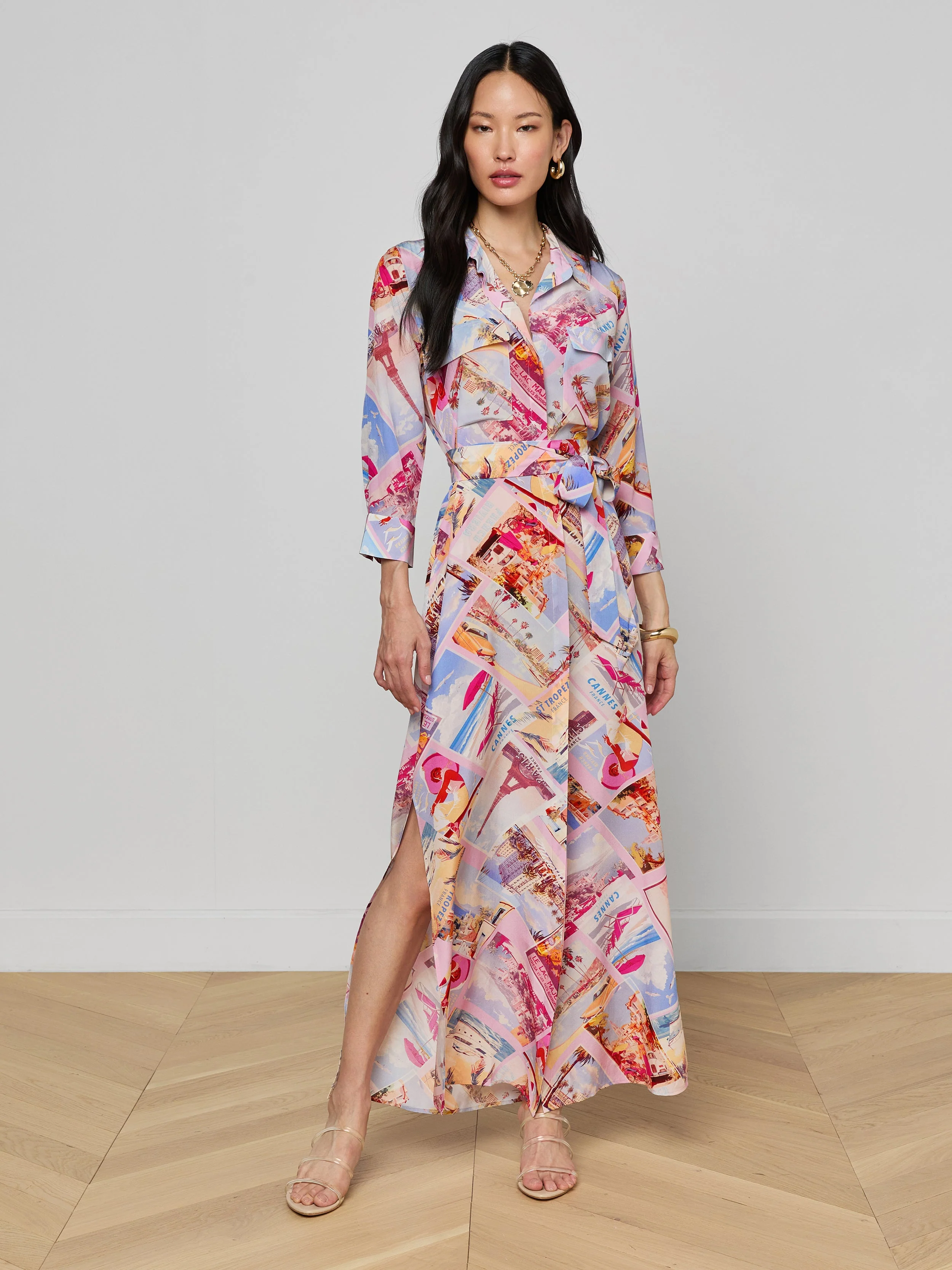 L'AGENCE - Cameron Silk Shirt Dress