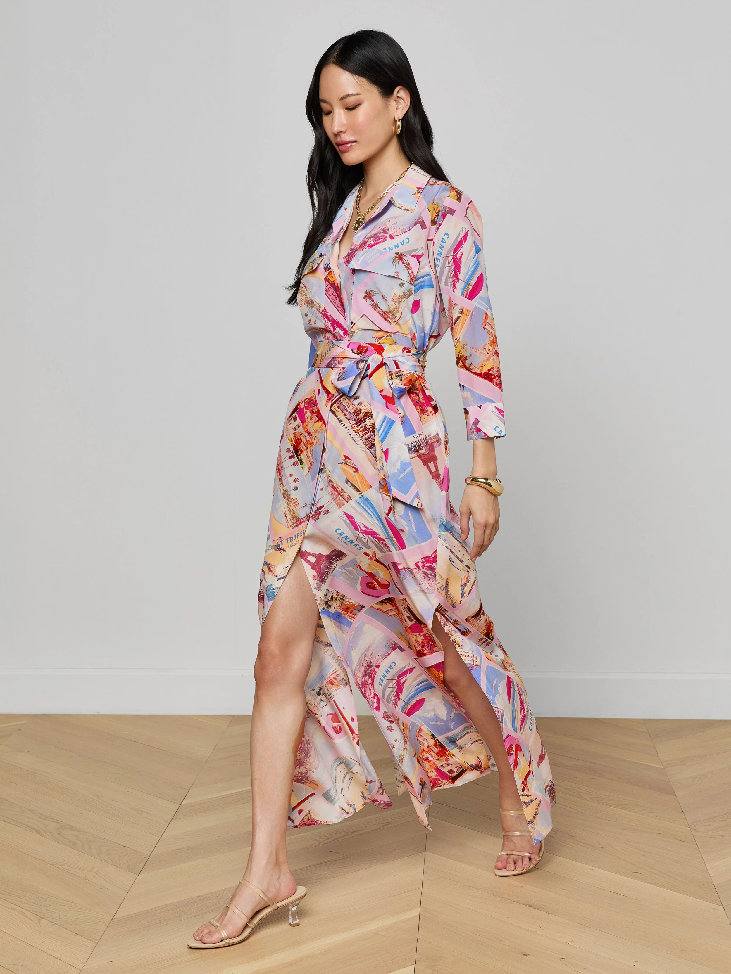 L'AGENCE - Cameron Silk Shirt Dress - Image 3