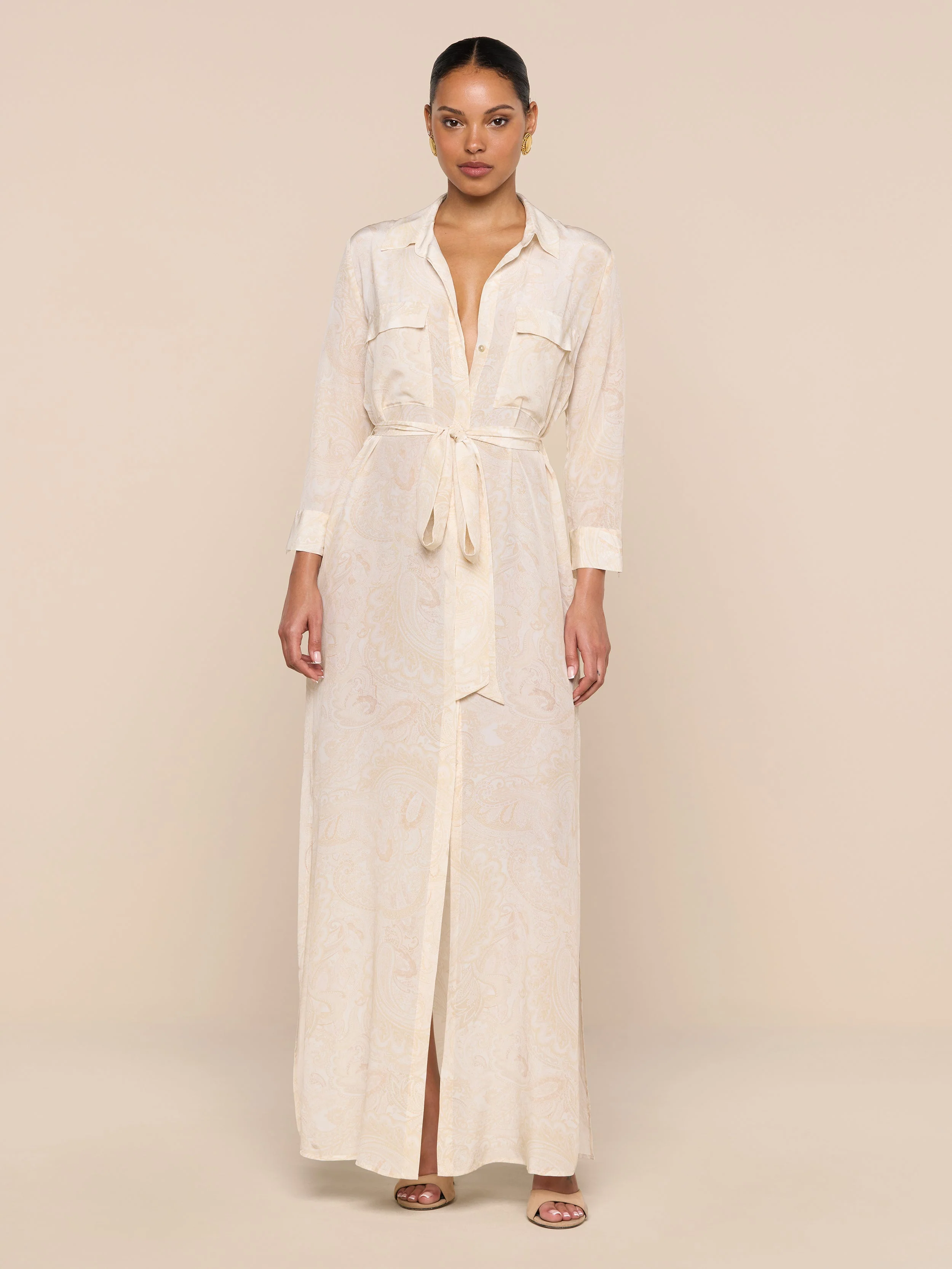 L'AGENCE - Cameron Silk Shirt Dress