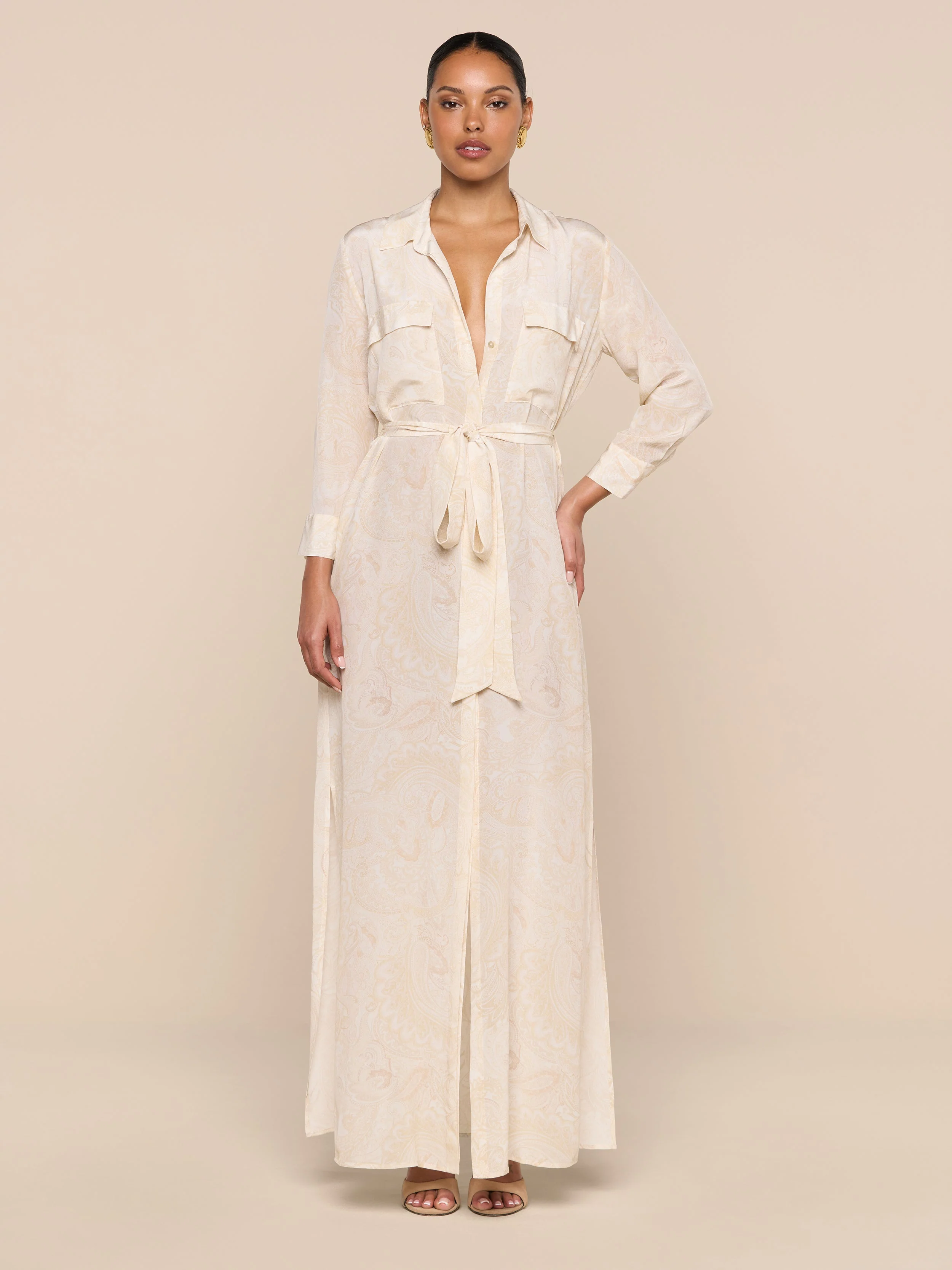L'AGENCE - Cameron Silk Shirt Dress - Image 2