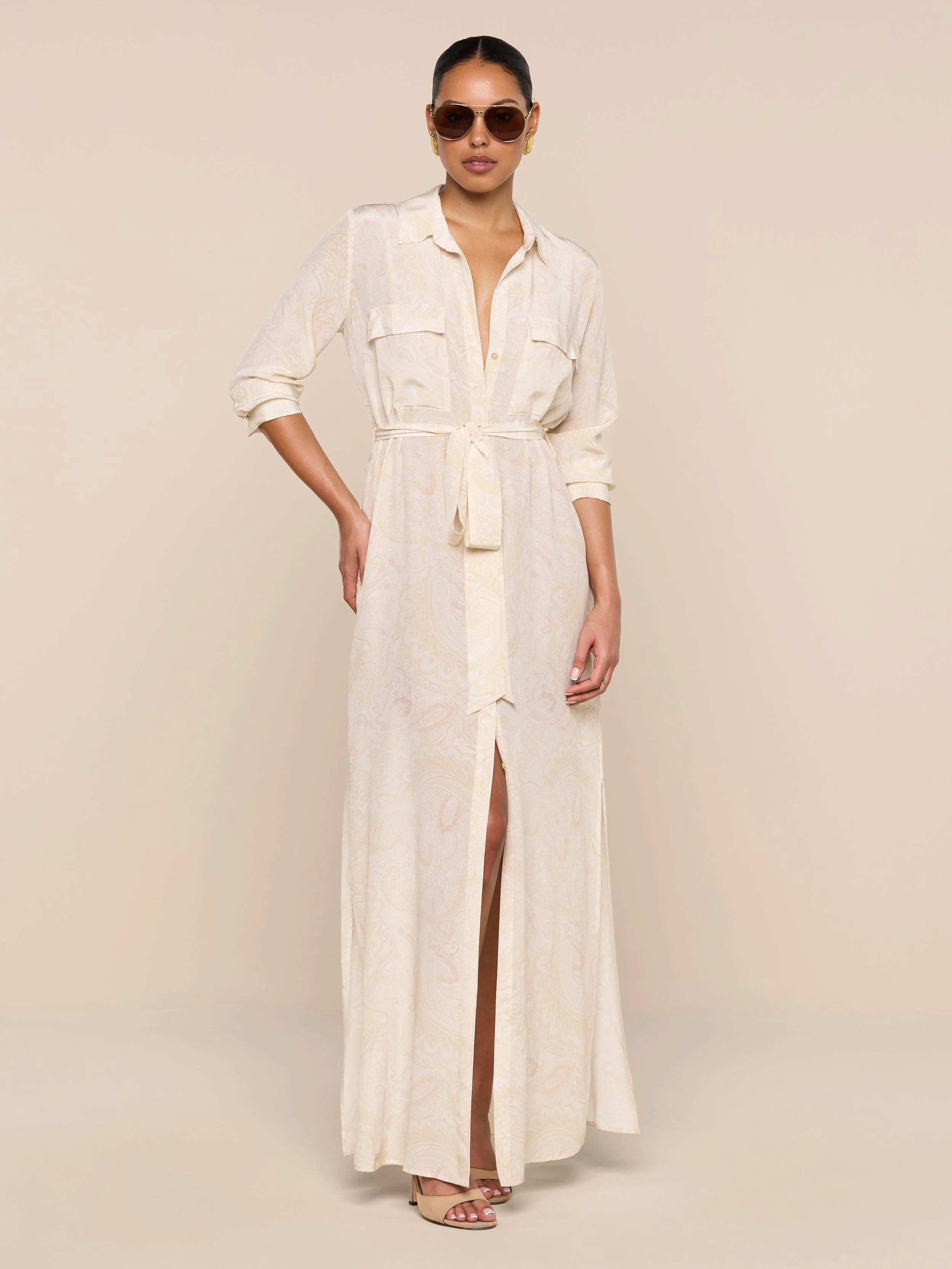 L'AGENCE - Cameron Silk Shirt Dress - Image 3