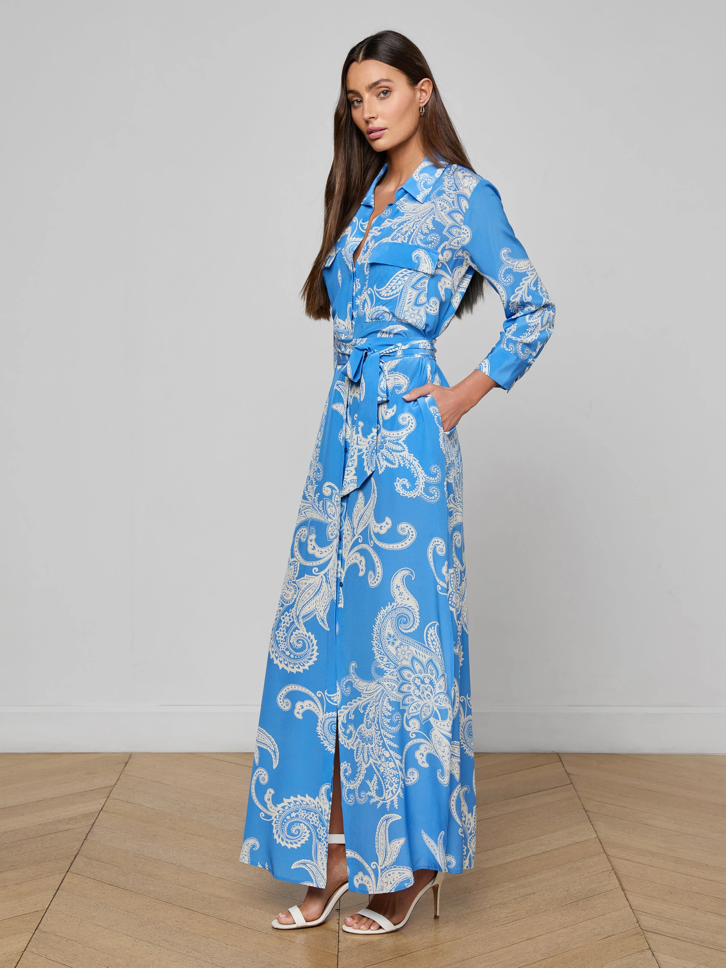 L'AGENCE - Cameron Silk Shirt Dress - Image 3