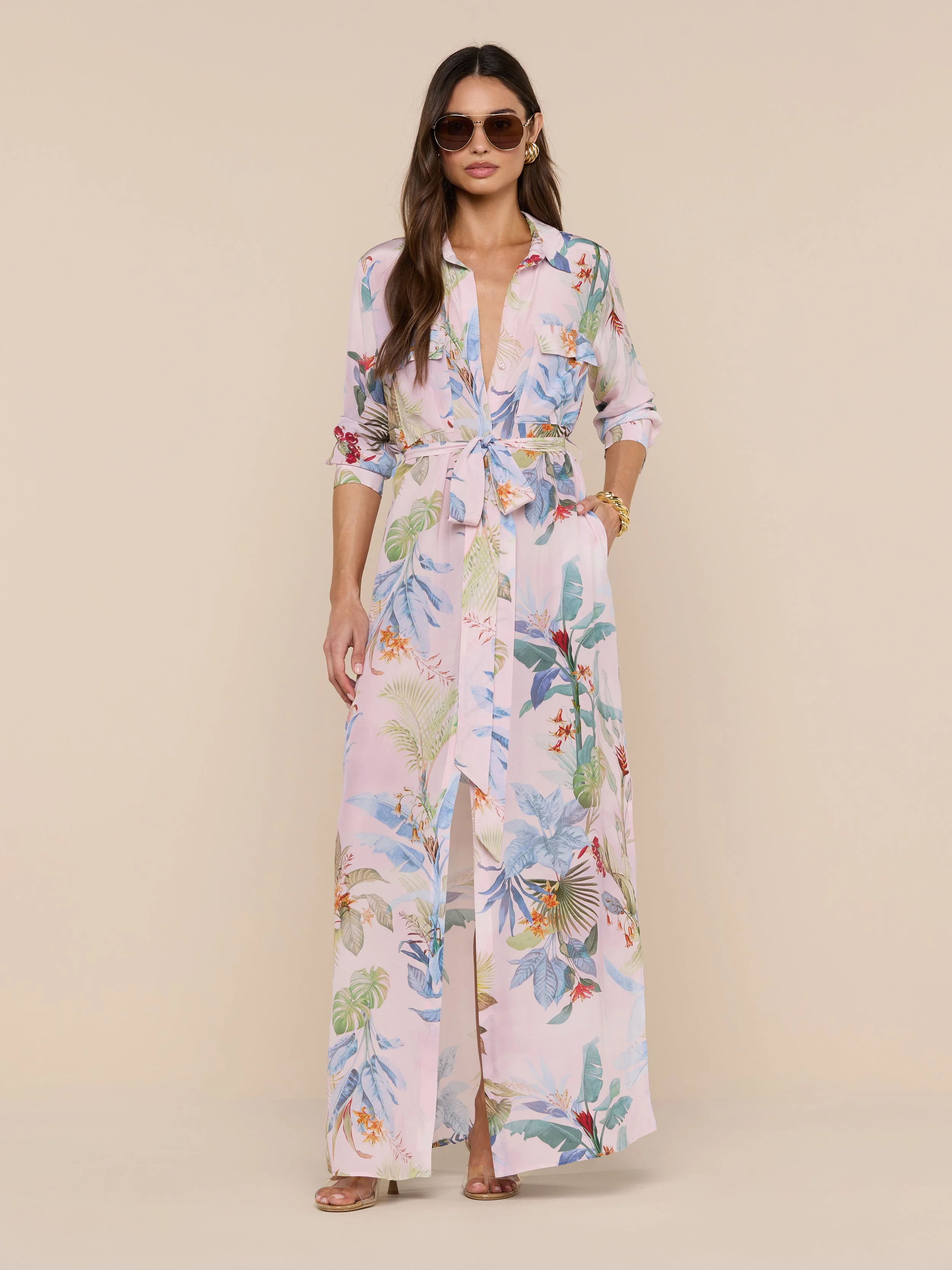 L'AGENCE - Cameron Silk Shirt Dress